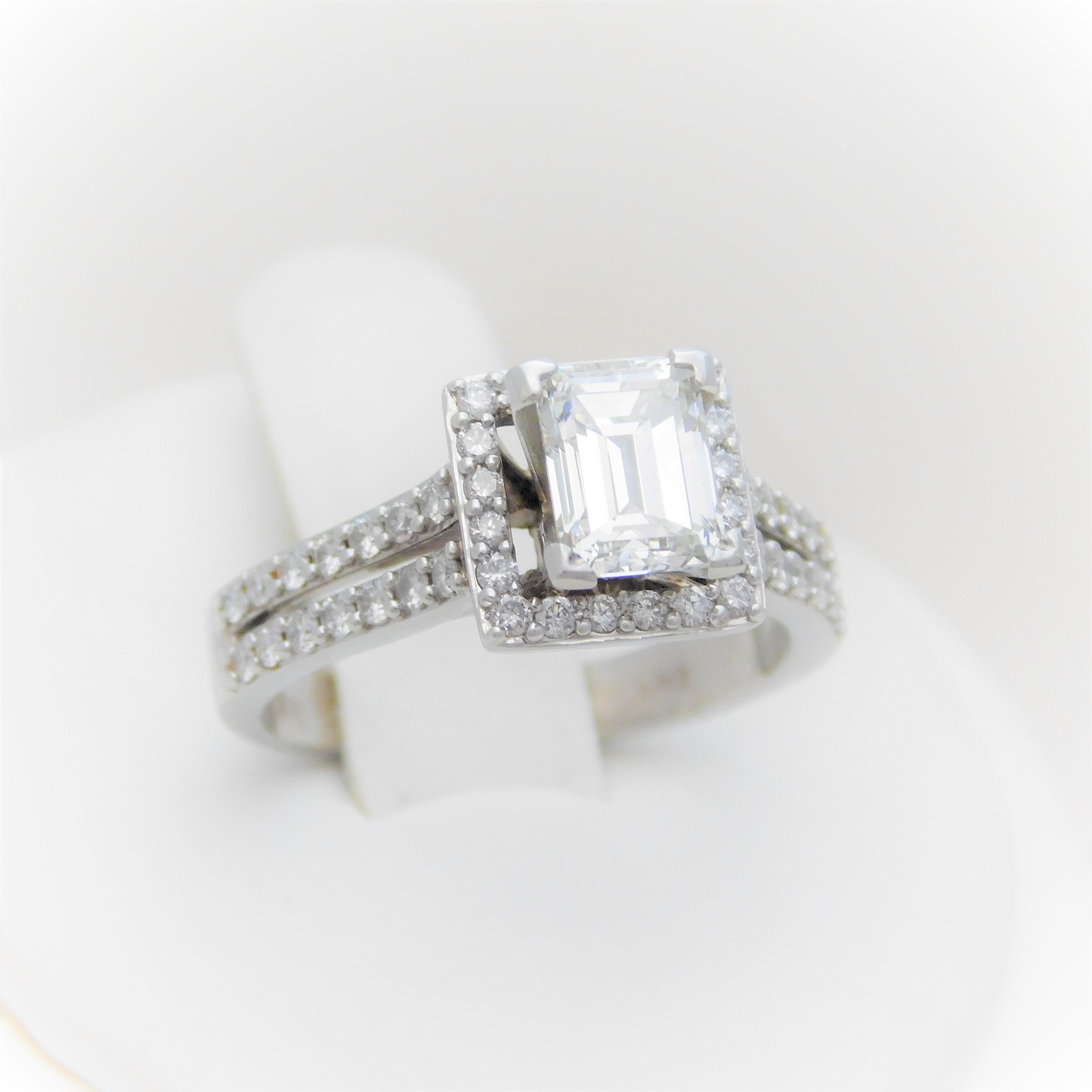 UGS Certified 2.18 Carat Emerald Cut Diamond Engagement Ring 4