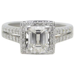 UGS Certified 2.18 Carat Emerald Cut Diamond Engagement Ring