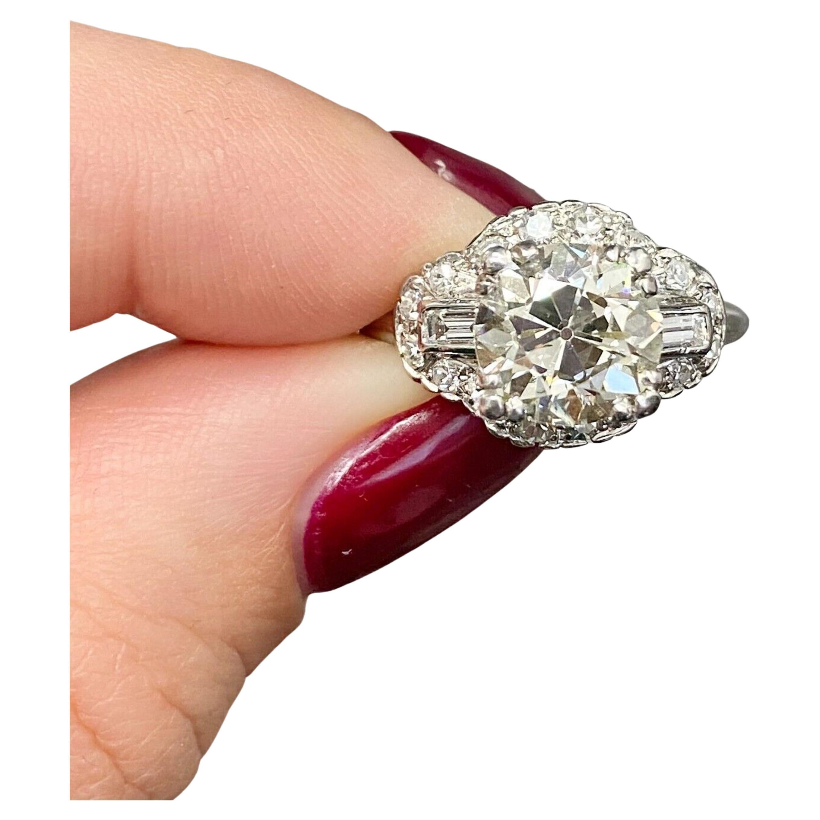 UGS Certified Antique platinum 2.12CT OLD EUROPEAN CUT DIAMOND For Sale at  1stDibs