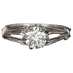 UGS Certified Midcentury 1950 Round Diamond Platinum Ring
