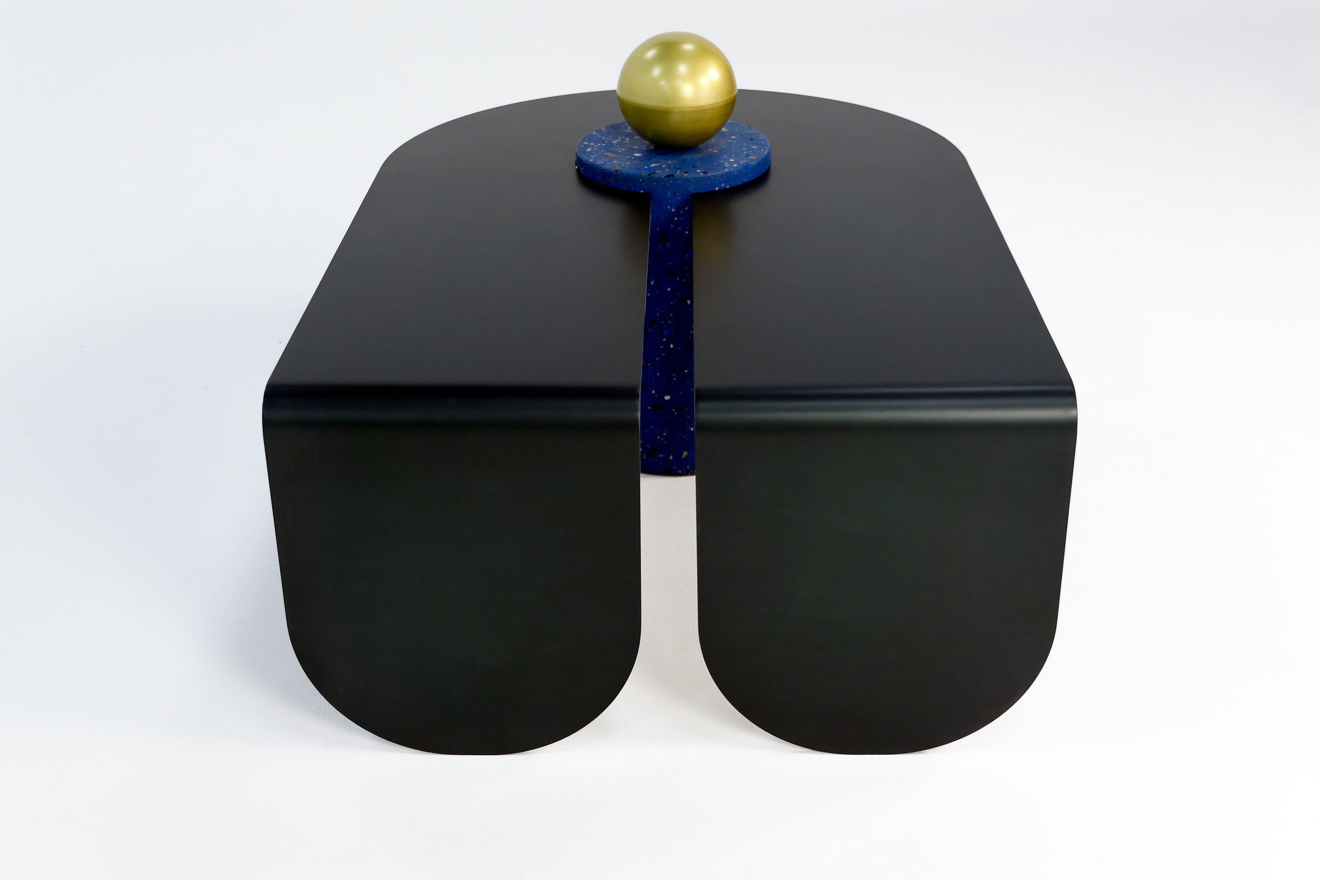 U&I Coffee Table with Brass Storage Sphere by Birnam Wood Studio 1