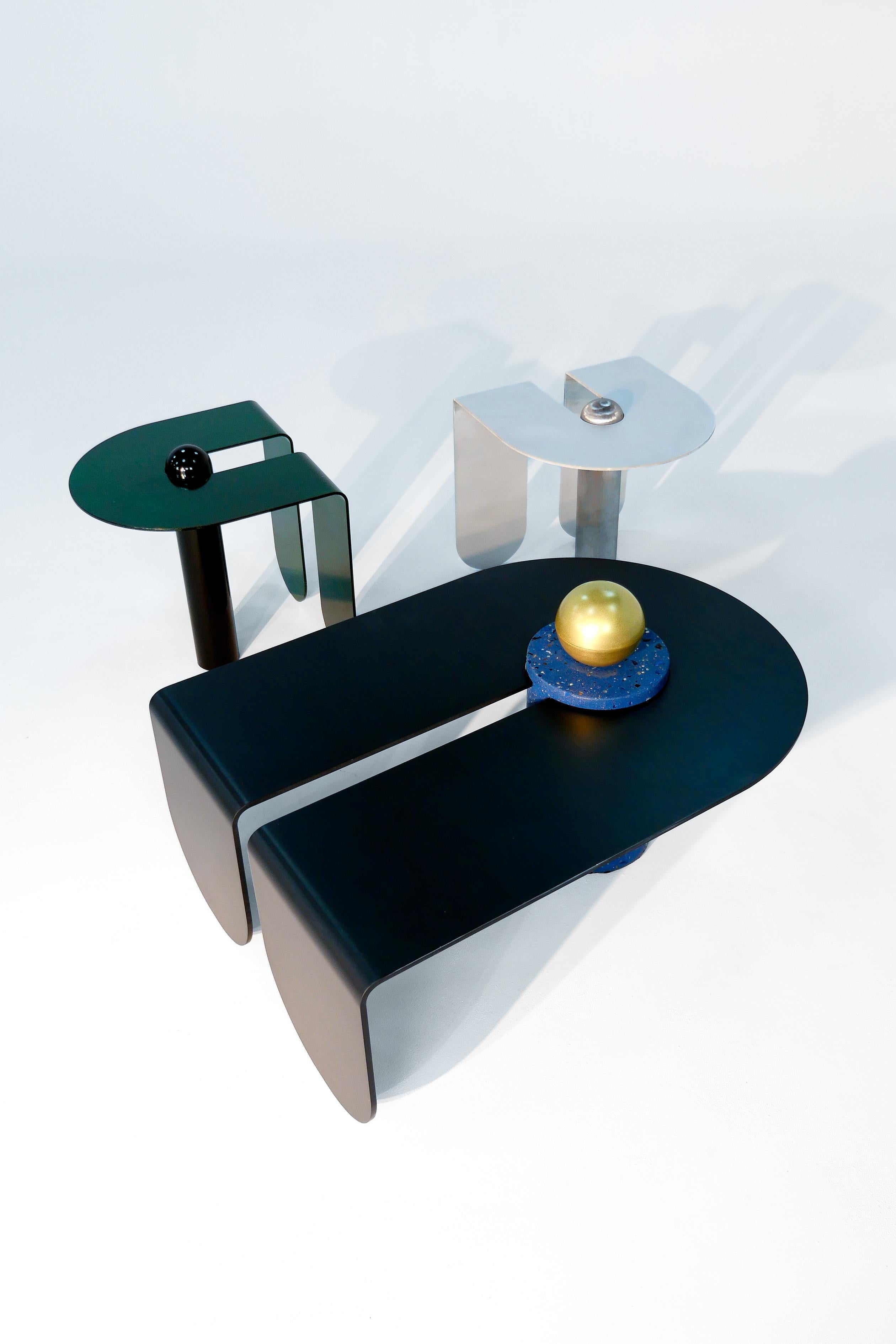 U&I Coffee Table with Brass Storage Sphere by Birnam Wood Studio 7