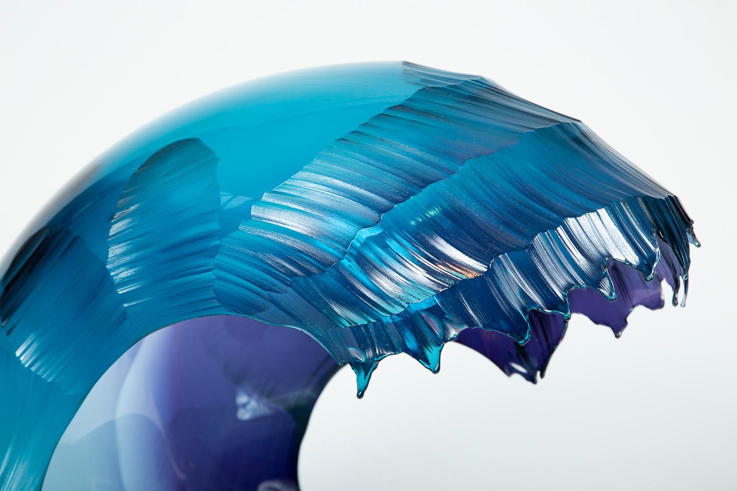Free blown and sculpted glass by the British artist Graham Muir. In his own words: 'I find glass to be a material that does not respond well to being dominated by the artist. For me the concept of the work is just the starting point for a