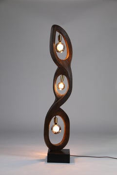 UK Flowlight Sculptural Light Vessel Hand-Crafted Solid Wood Floor Lamp REBIRTH
