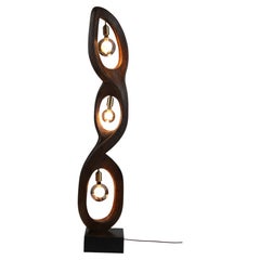 UK Flowlight Sculptural Light Vessel Hand-Crafted Solid Wood Floor Lamp REBIRTH
