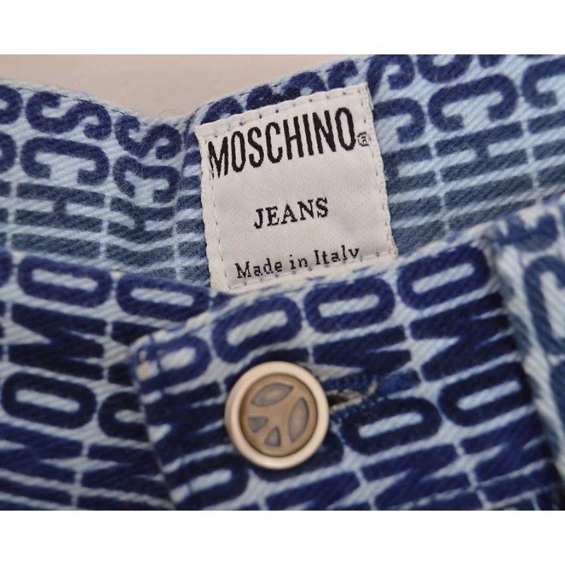 Women's or Men's UK Garage Rave Vintage Moschino Spell Out White & Black Trousers jeans For Sale