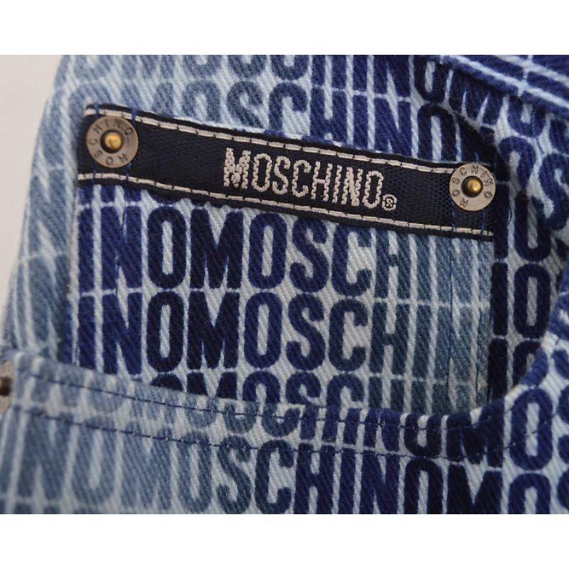 UK Garage Rave Vintage Moschino Pantalones vaqueros Spell Out Blanco y Negro en venta 1