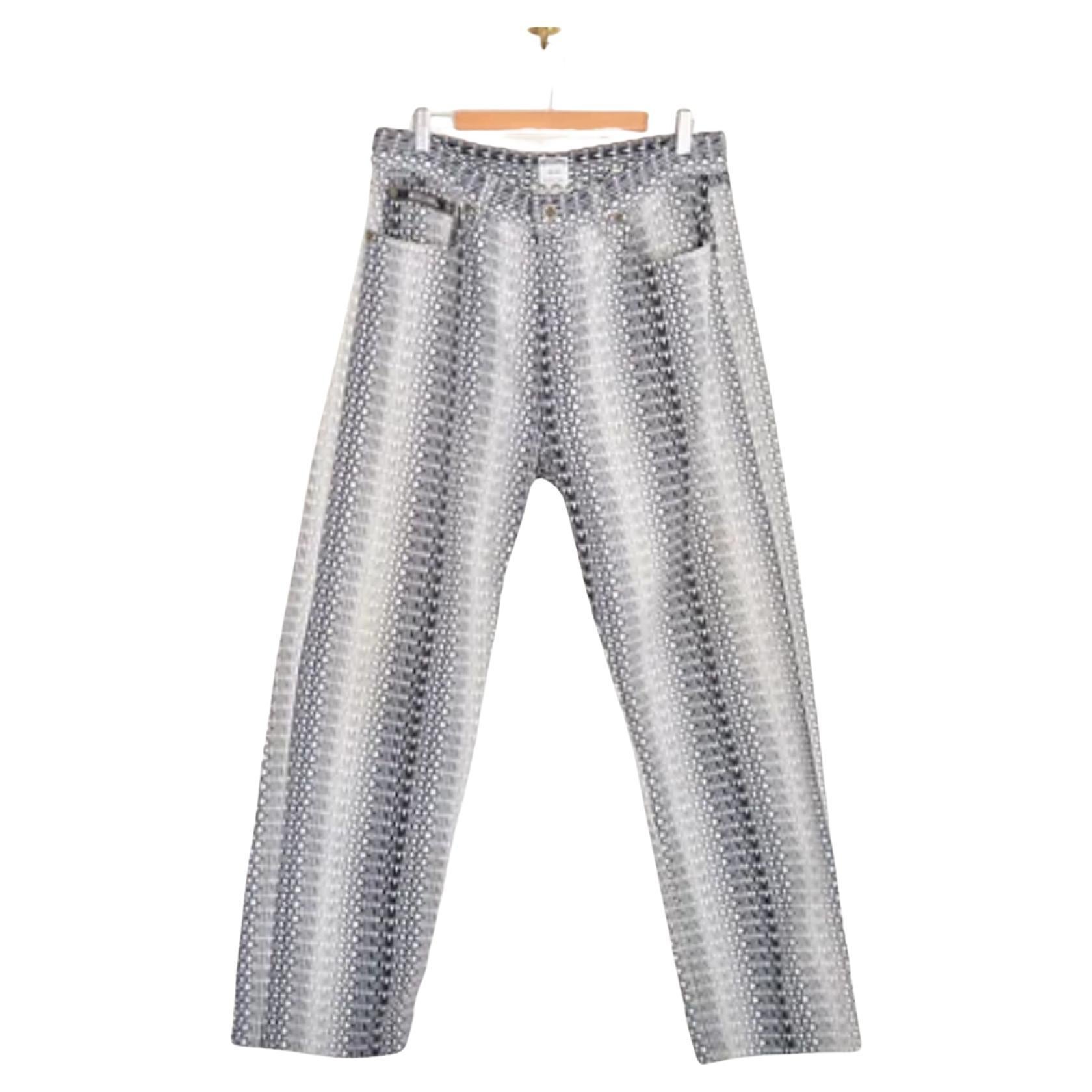 UK Garage Rave Vintage Moschino Spell Out Bianco e Nero Pantaloni jeans in vendita