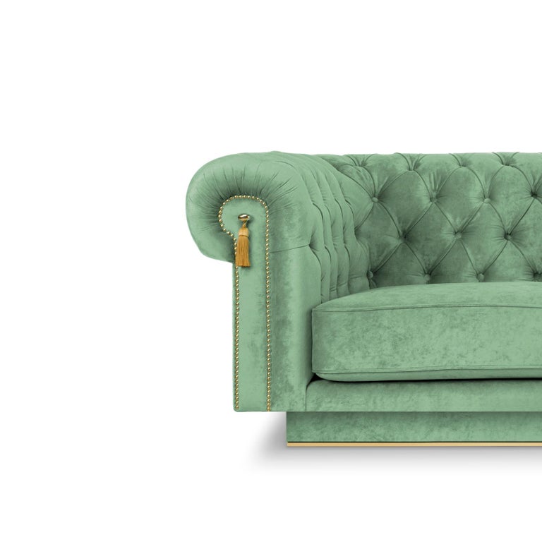 Inspiration:  
The UK sofa was inspired by the famous Chesterfield sofa. It is said that these sofas, leather settees with a distinctive deep buttoned, quilted leather upholstery and seat low base, were designed in the UK in the early 18th century.
