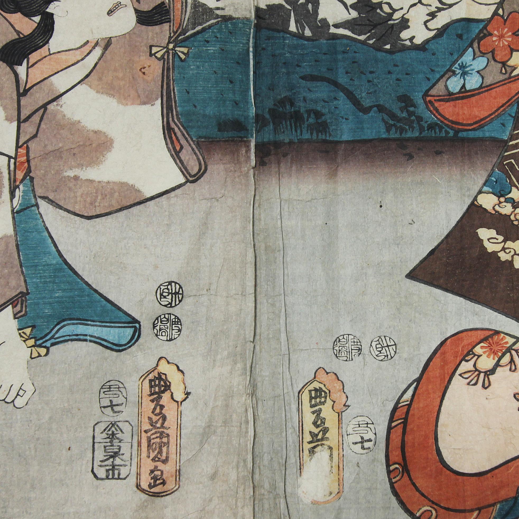 Ukiyo-e Triptych by Utagawa Kunisada 1