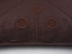 Ukiyo Hand Embroidered Brown Linen Pillow Cover
