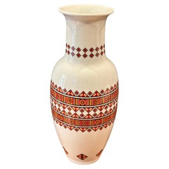 Ukrainian Art Ceramic Vase by Delta Chicago, Folk Embroidery Motif