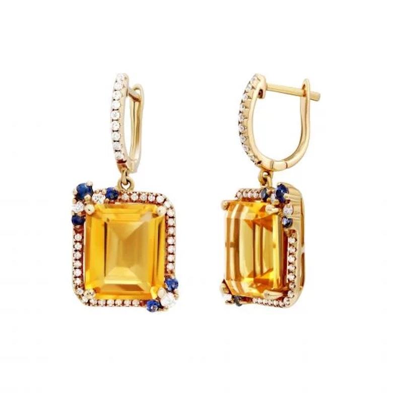 Ukrainische Kollektion Diamant-Blauer Saphir- Citrin-Ohrringe aus 18 Karat Gold im Zustand „Neu“ im Angebot in Montreux, CH
