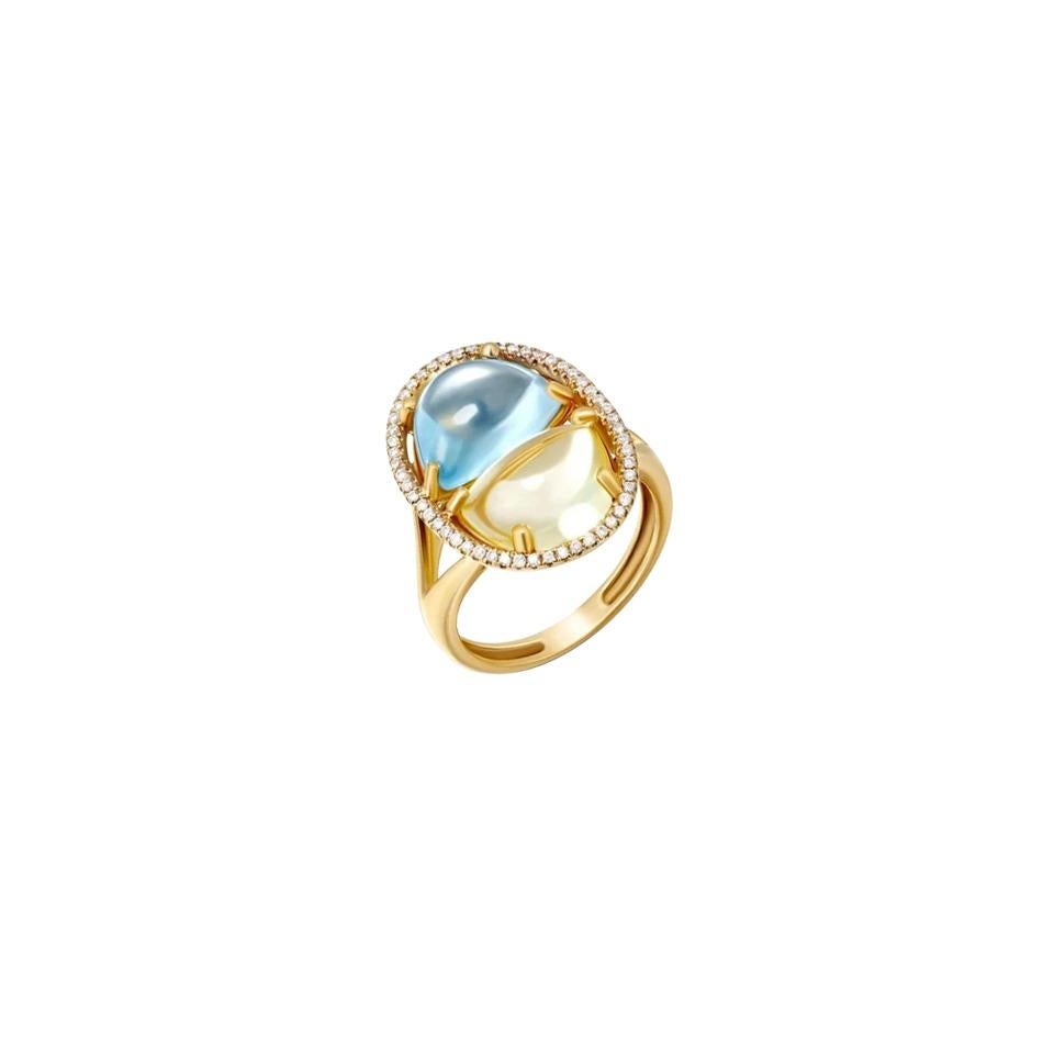 Ukrainianische Kollektion Diamant Quarz Topas 18 Karat Gold Diamant-Ohrringe für Sie (Antiker Kissenschliff) im Angebot