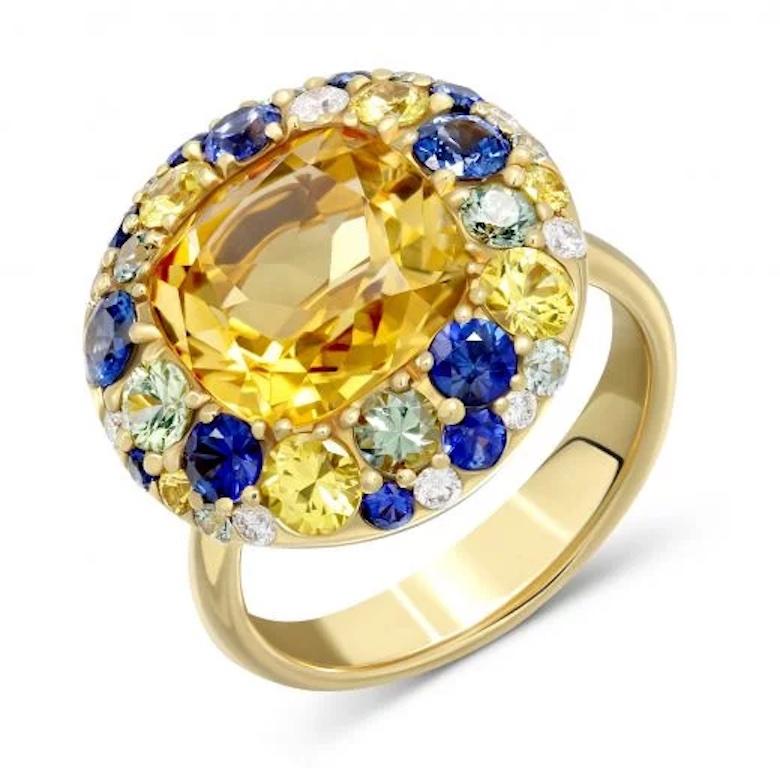 Ukrainische Sammlung Heritage Citrin Saphir 18 Karat Gold Diamant-Ohrringe Damen im Angebot