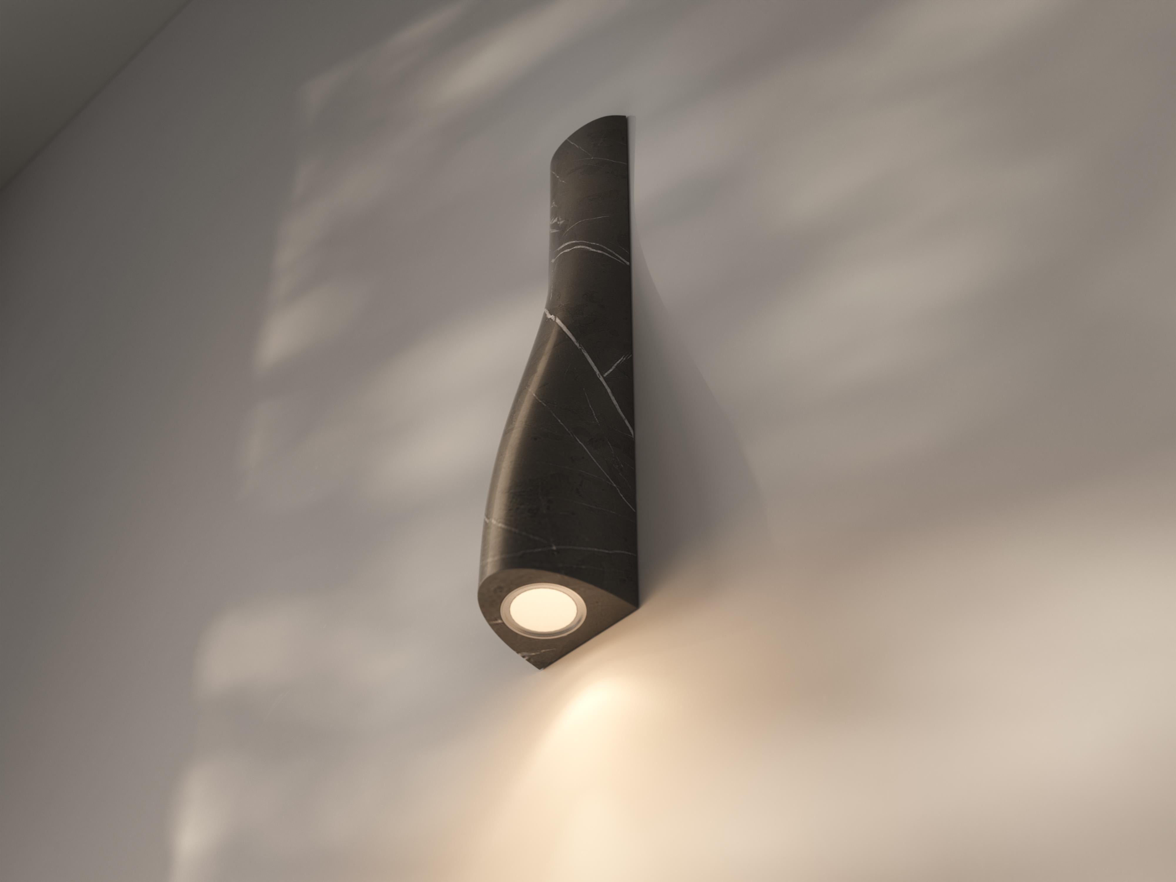 Ula sculpture black sconce by Veronica Mar
Dimensions: D40 x W40 x H60 cm
Materials: Marble
Weight: 90 kg.
Numbered and limited edition

Ula sculpture sconce can be a bespoke piece. Custom Dimensions and type of marble Available Upon Request.