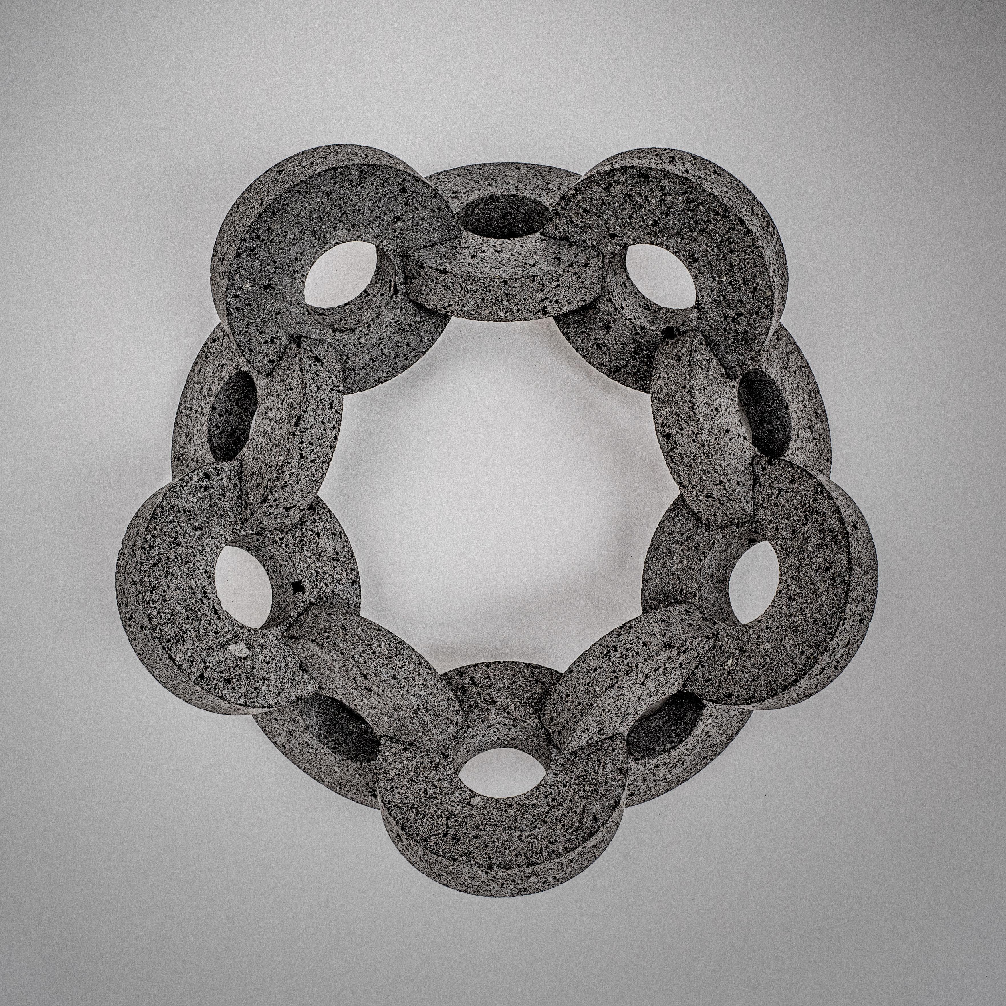 Contemporary Ulama, Sculptural Geometric Mexican Lava Stone Center Table by Pedro Cerisola For Sale