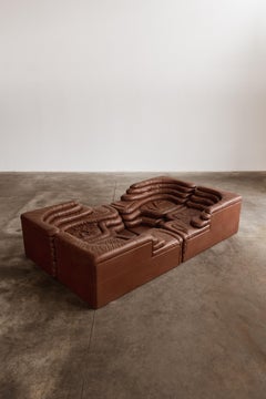 Ubald Klug DS-1025 "Terrazza" Sofa for De Sede, Brown Leather, 1974, Set of 4