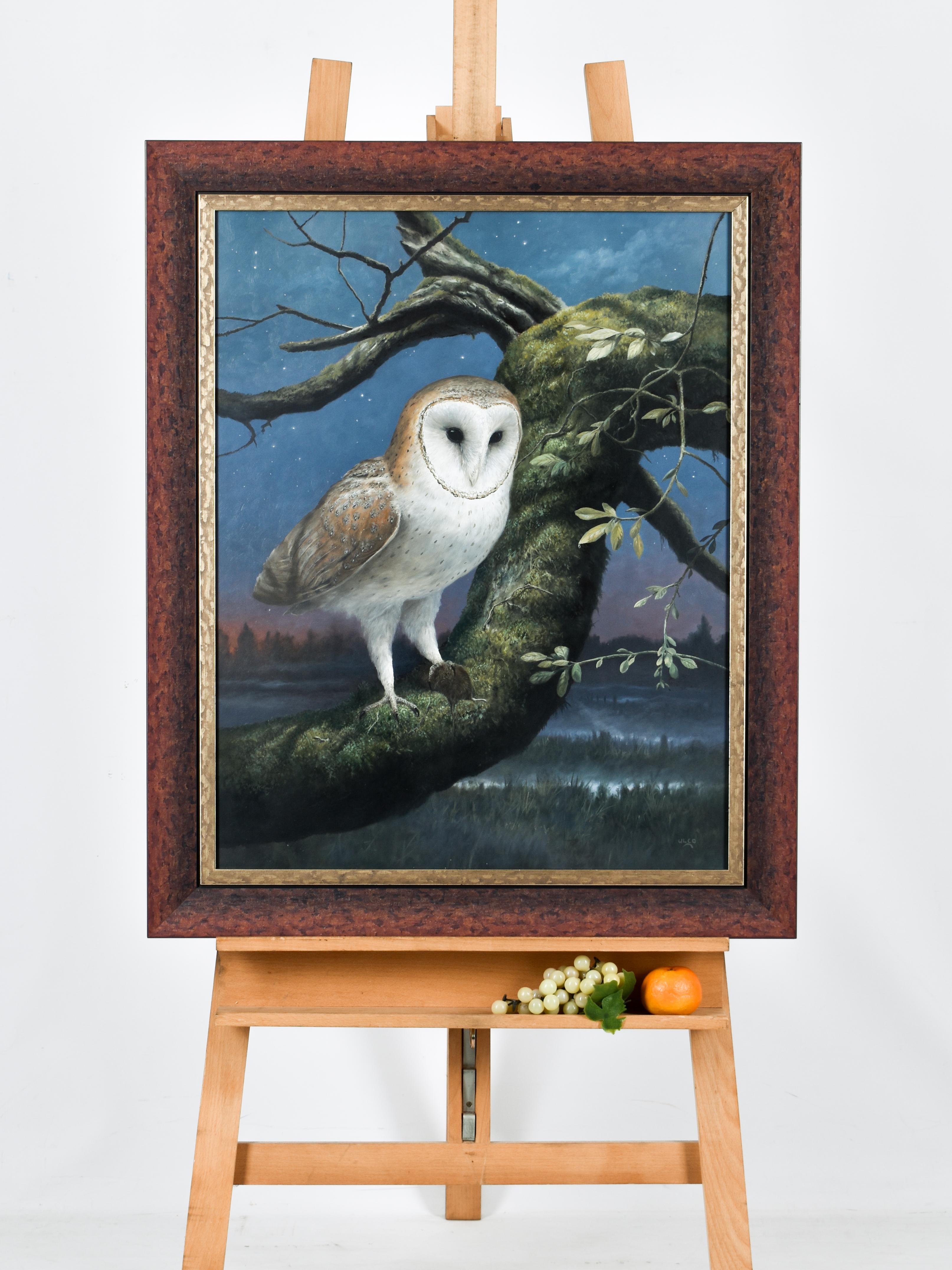 snowy owl hiding painting