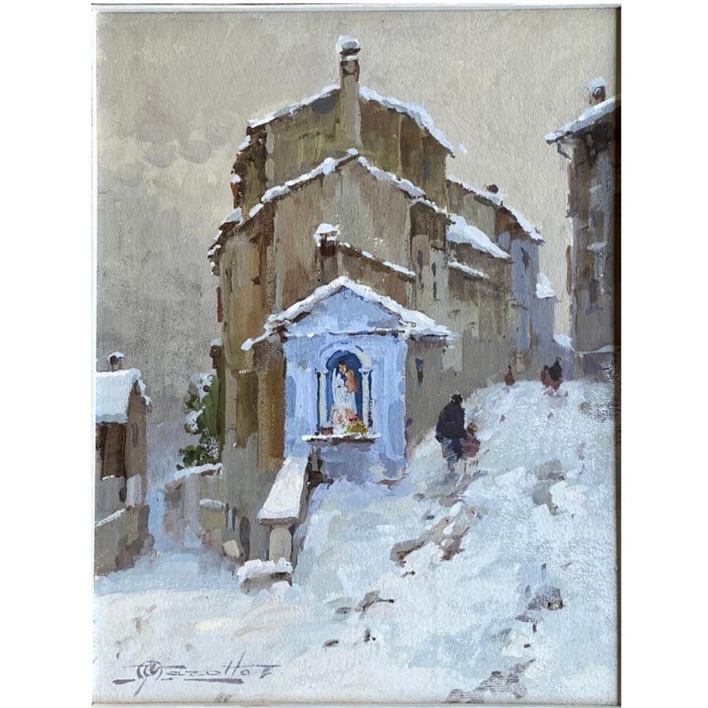 Straßenkreuzung in Cavaion Veronese, Landschaft von Ulderico Marotto, 1935 im Angebot 1