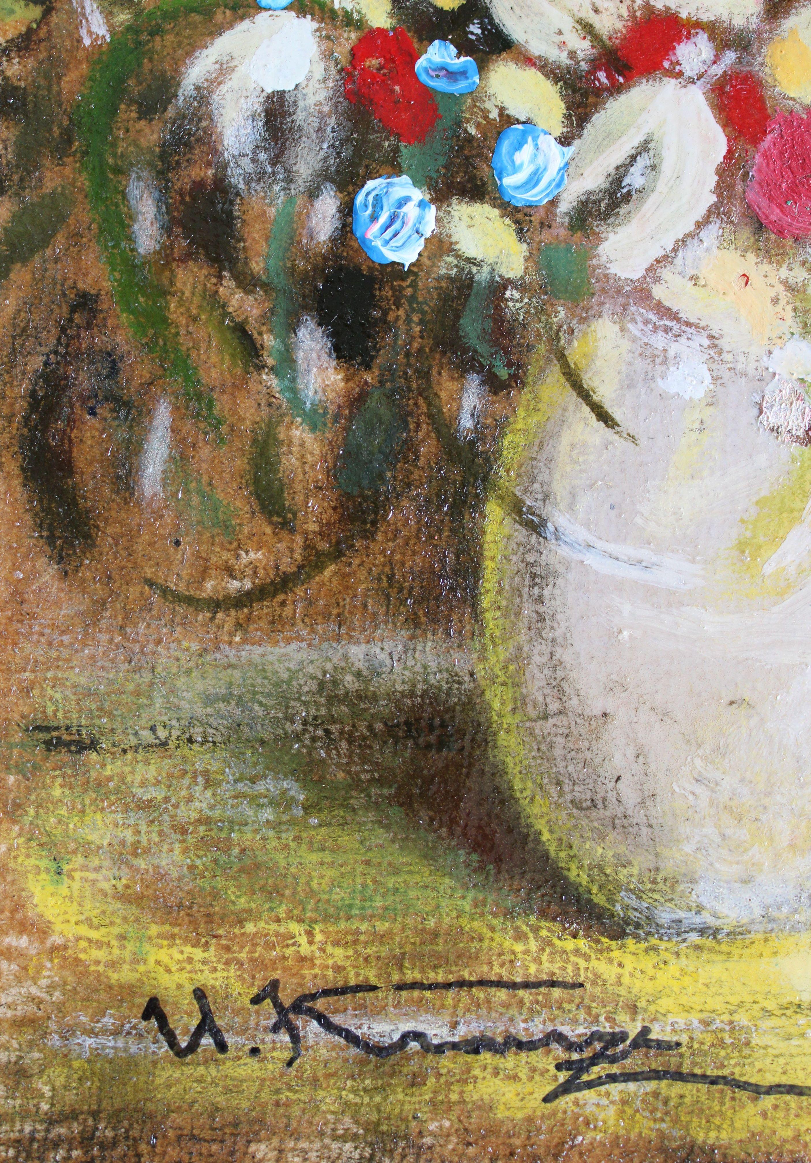 Bouquet di tulipani. 2023, cartone, tecnica mista, 32x23 cm - Painting di Uldis Krauze