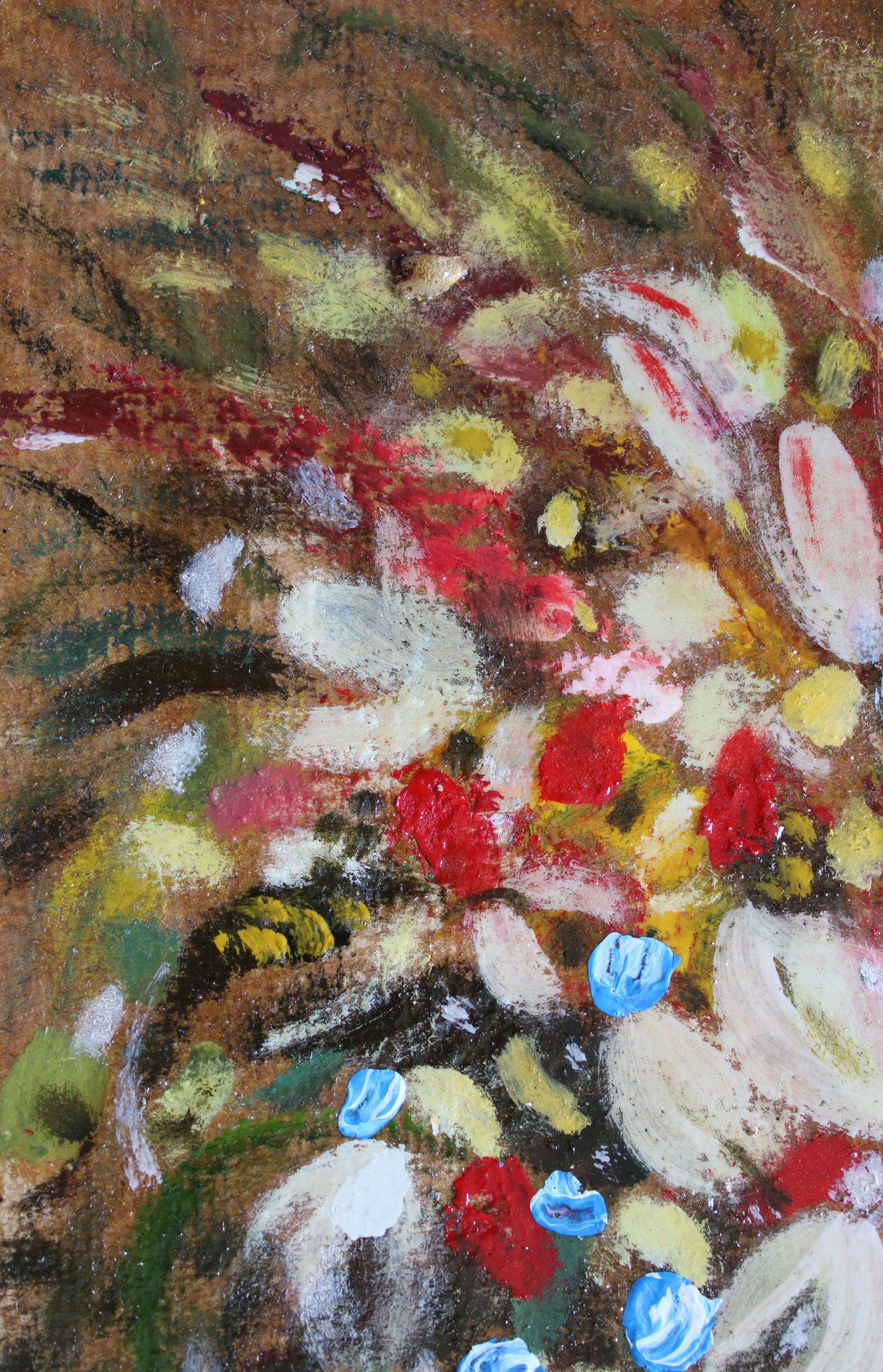 Bouquet di tulipani. 2023, cartone, tecnica mista, 32x23 cm - Painting Impressionismo di Uldis Krauze