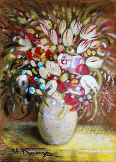 Bouquet avec tulipes, 2023, carton, techniques mixtes, 32 x 23 cm