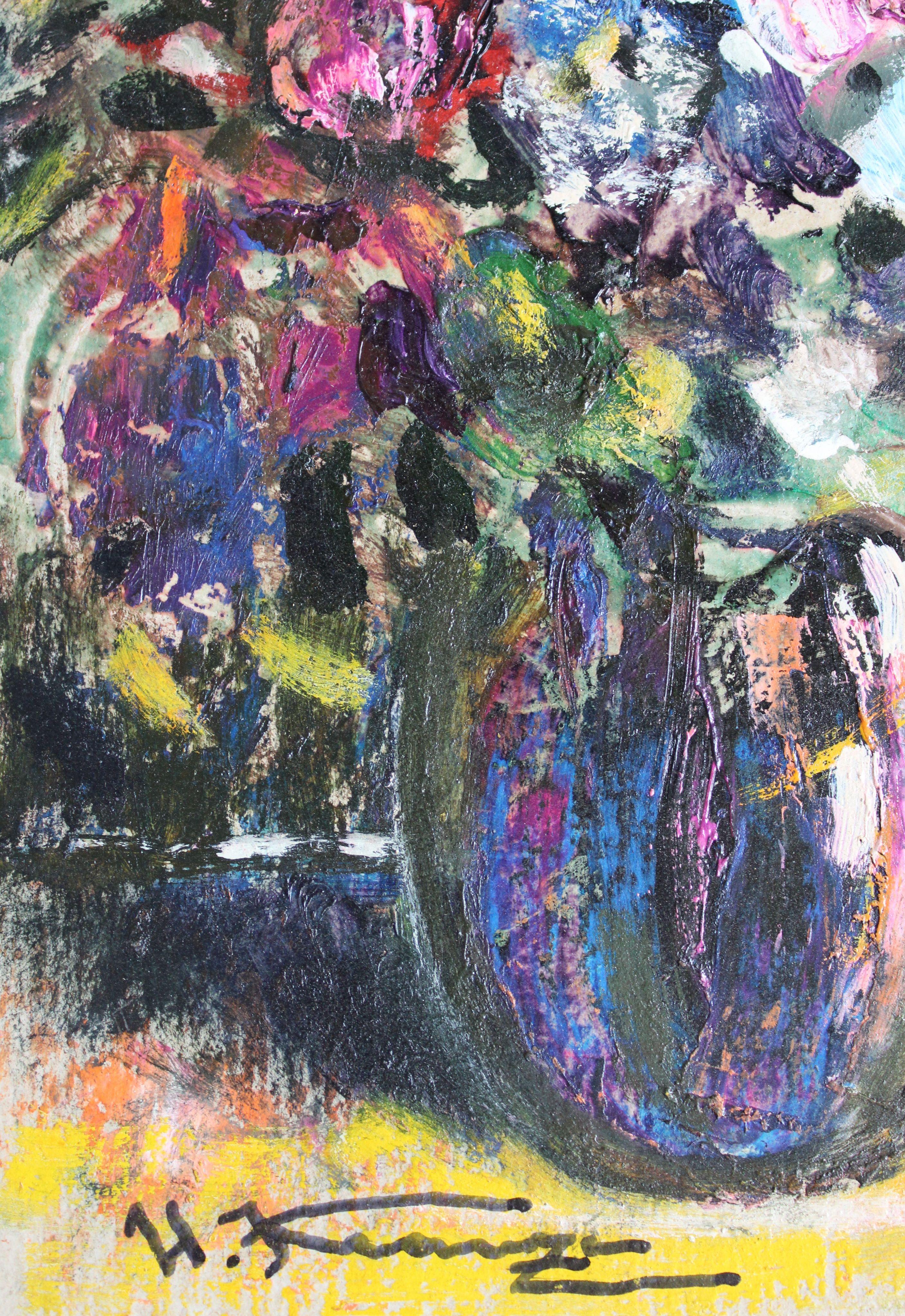 Komposition in einer Marmorvase. 2024., Karton, Mischtechnik, 31. 5 x 22 cm – Painting von Uldis Krauze