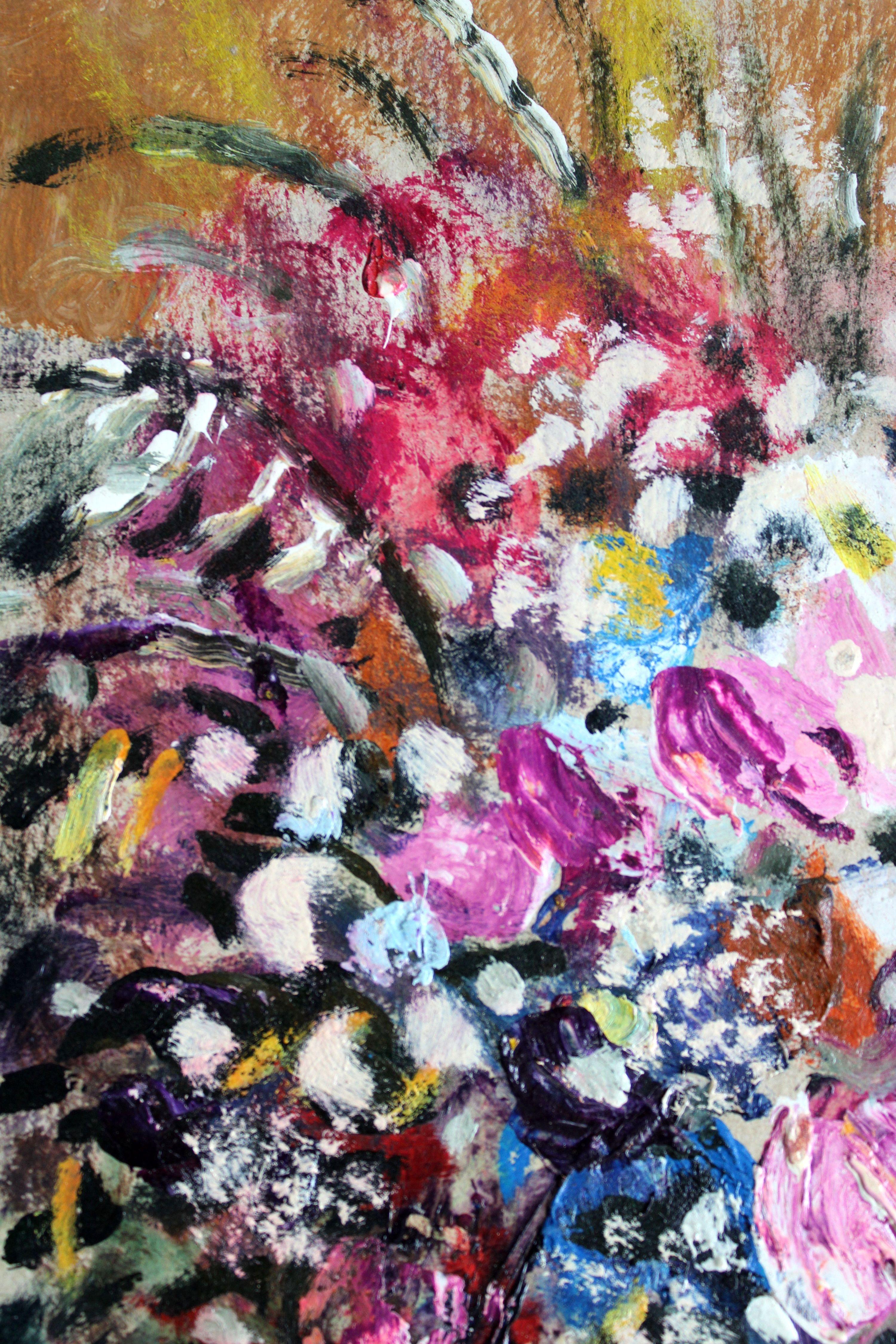 Komposition in einer Marmorvase. 2024., Karton, Mischtechnik, 31. 5 x 22 cm (Impressionismus), Painting, von Uldis Krauze
