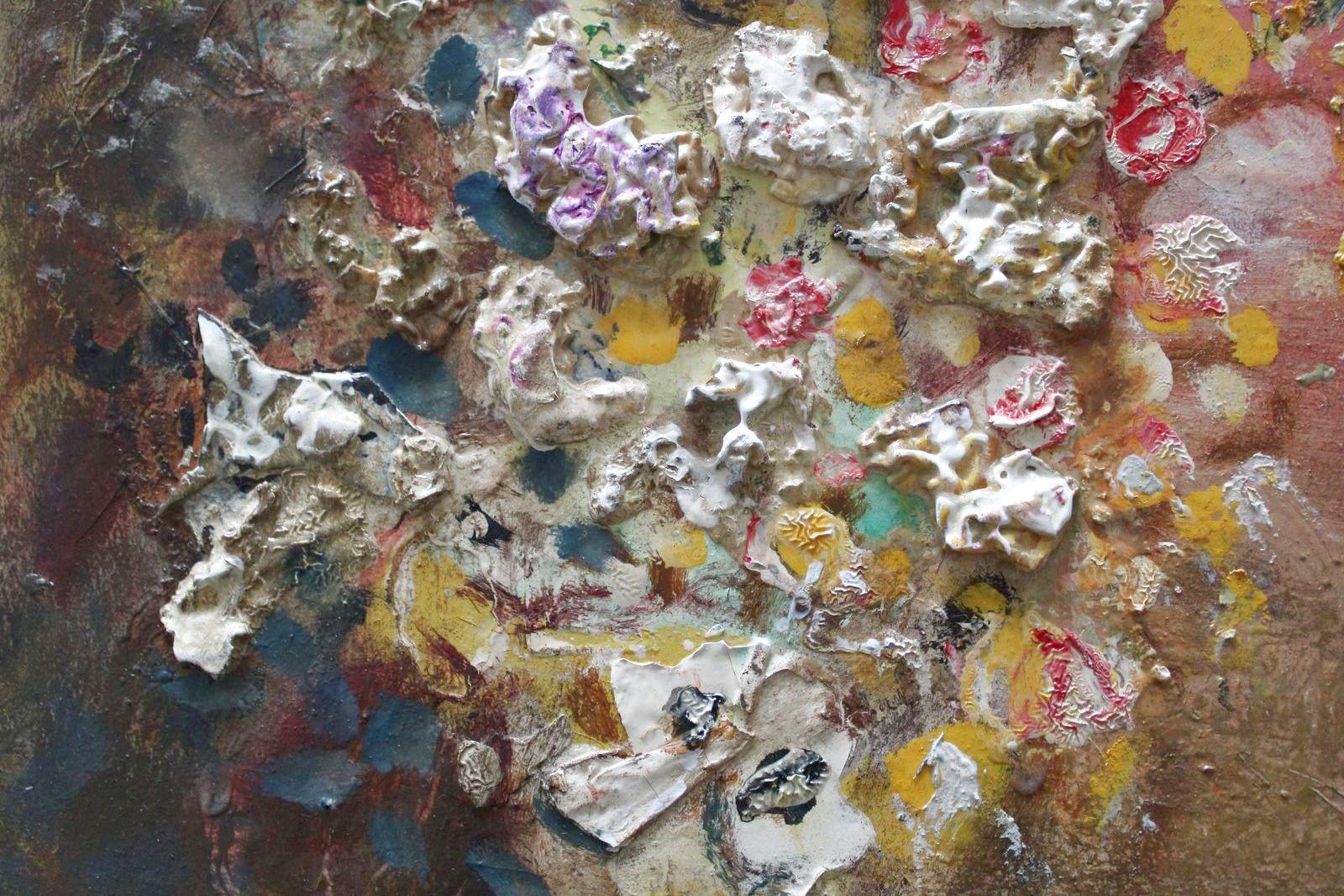 Composición con limón  Cartón, óleo, 31,5x23 cm - Painting de Uldis Krauze
