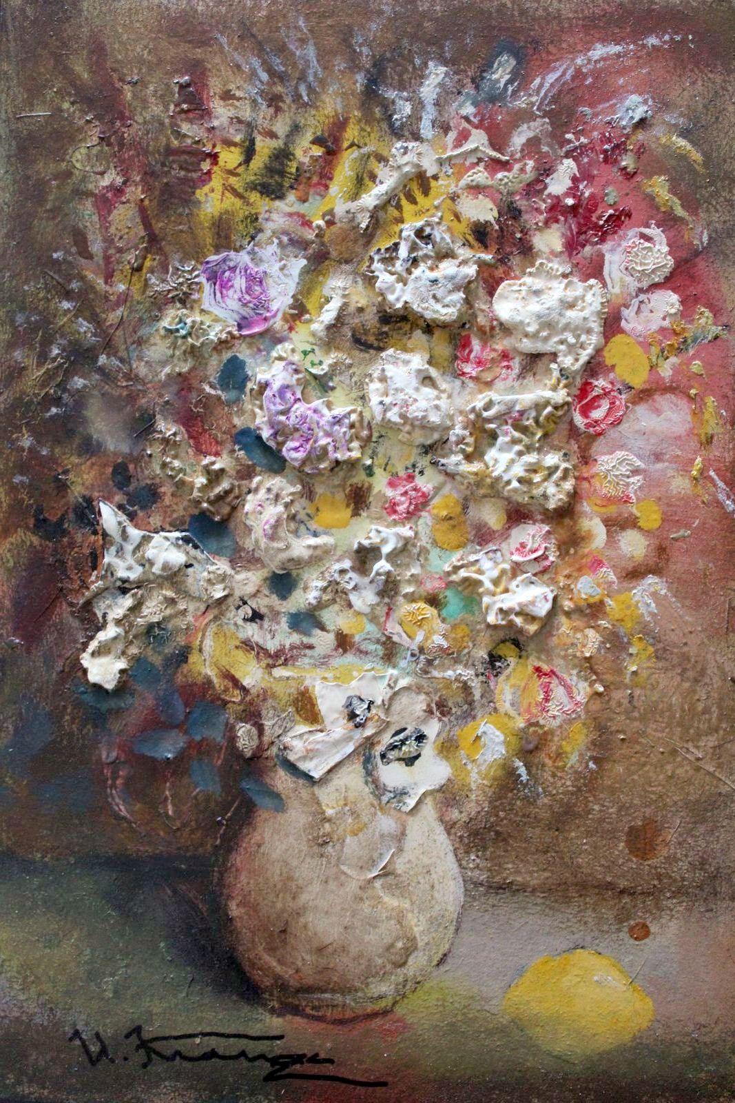 Composition with lemon  Cardboard, oil, 31.5x23 cm