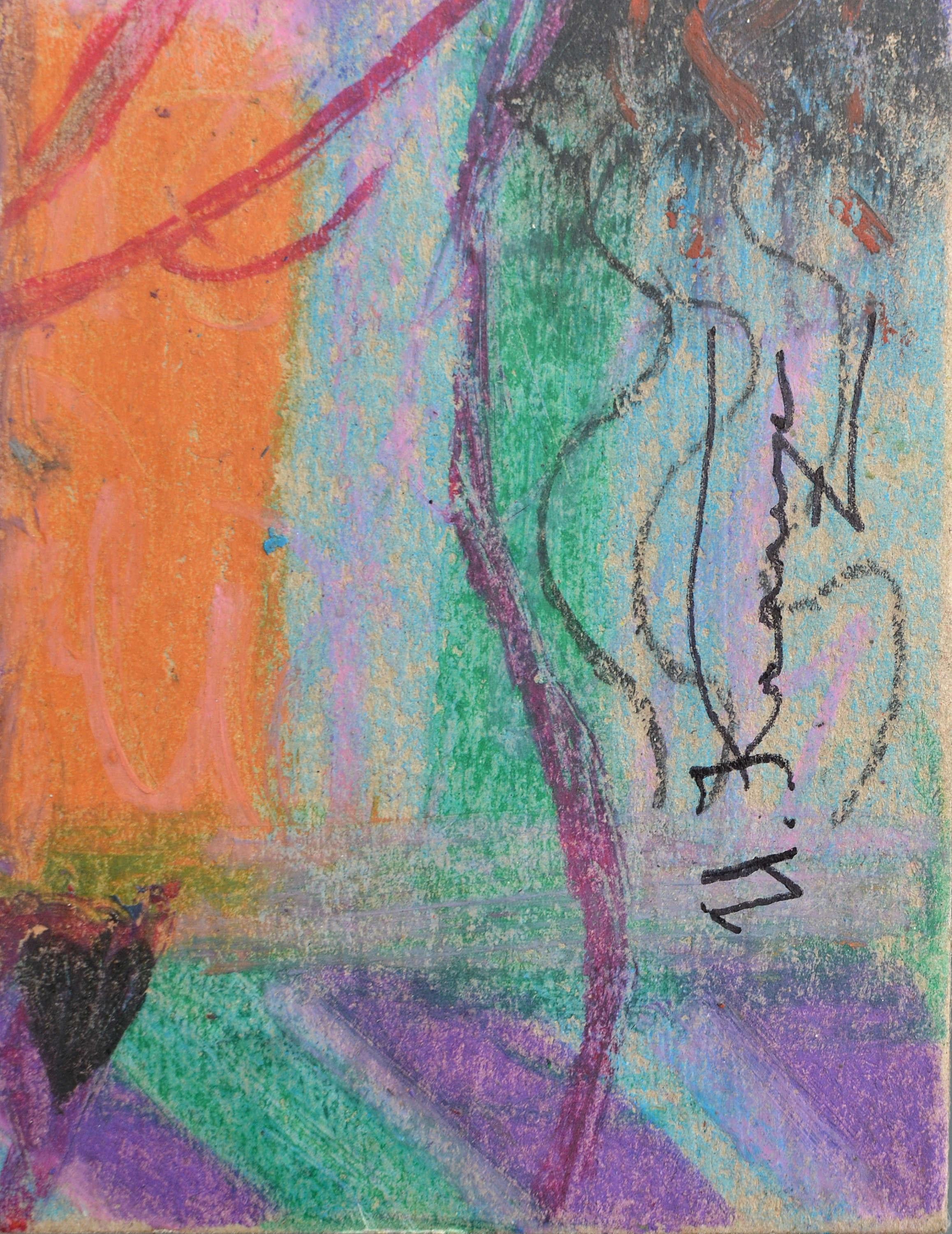 Abendleuchter, Öl/Karton, 30x21 cm, 2020 im Angebot 5