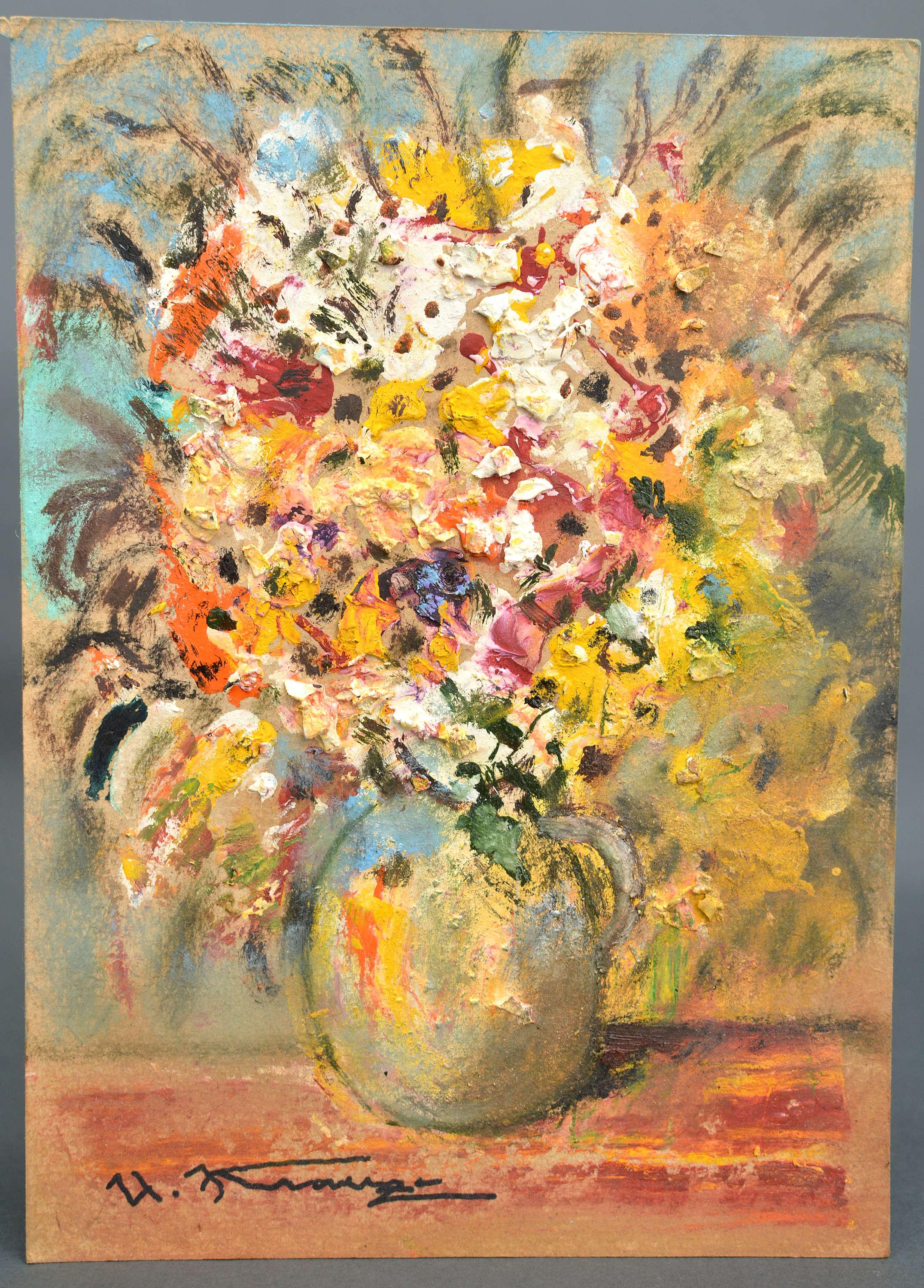 Abendleuchter, Öl/Karton, 30x21 cm, 2020 – Painting von Uldis Krauze