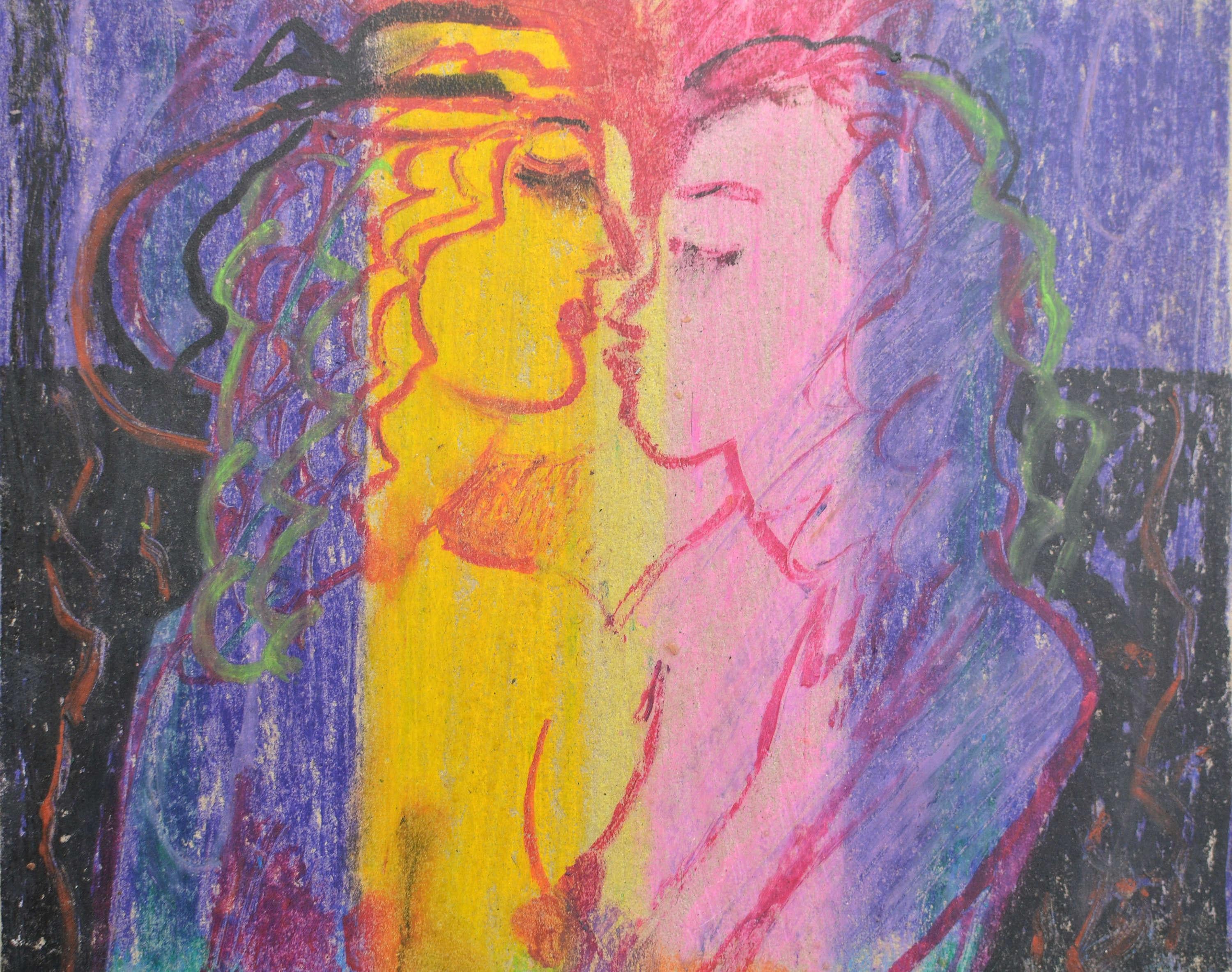 Abendleuchter, Öl/Karton, 30x21 cm, 2020 (Blau), Figurative Painting, von Uldis Krauze