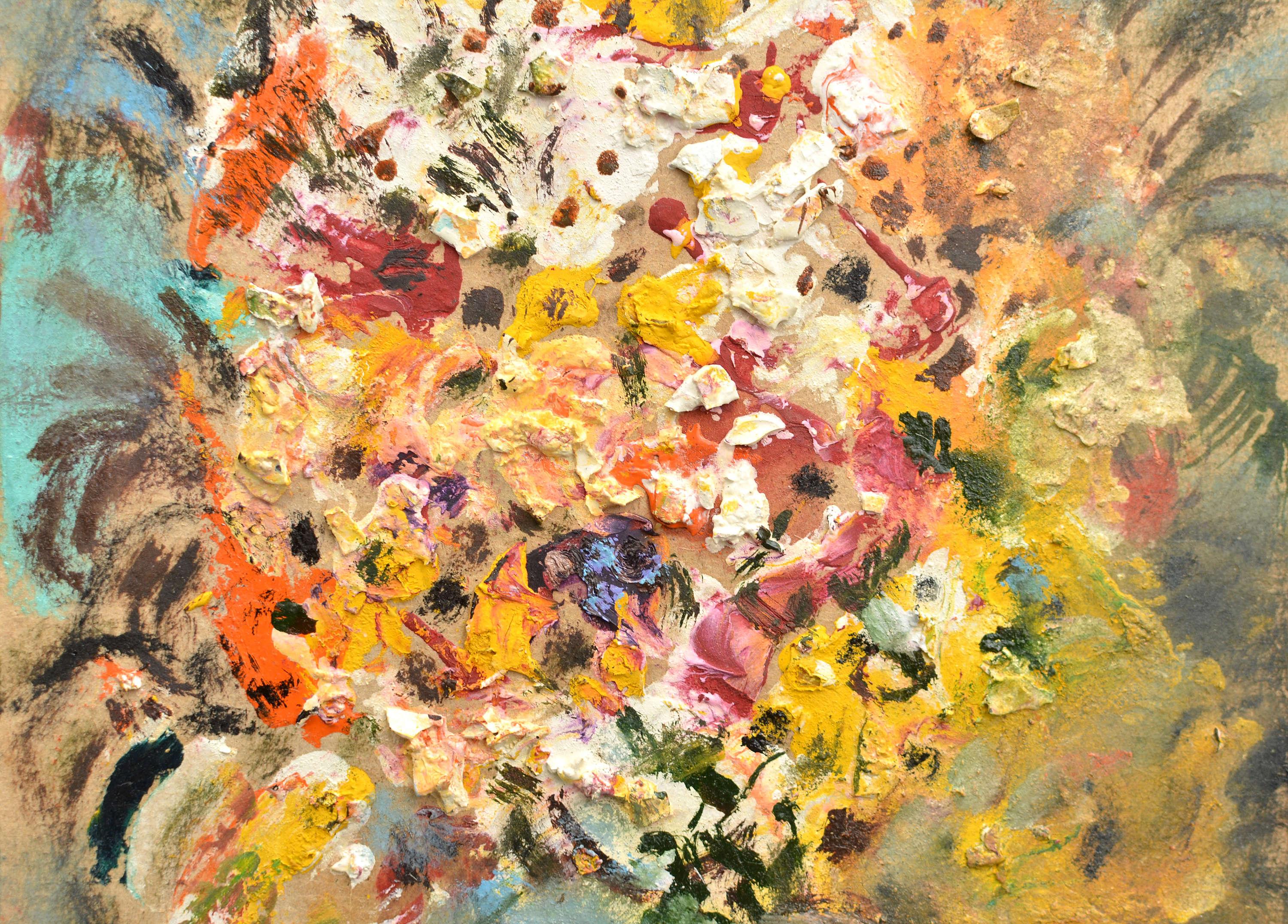 Abendleuchter, Öl/Karton, 30x21 cm, 2020 (Braun), Figurative Painting, von Uldis Krauze