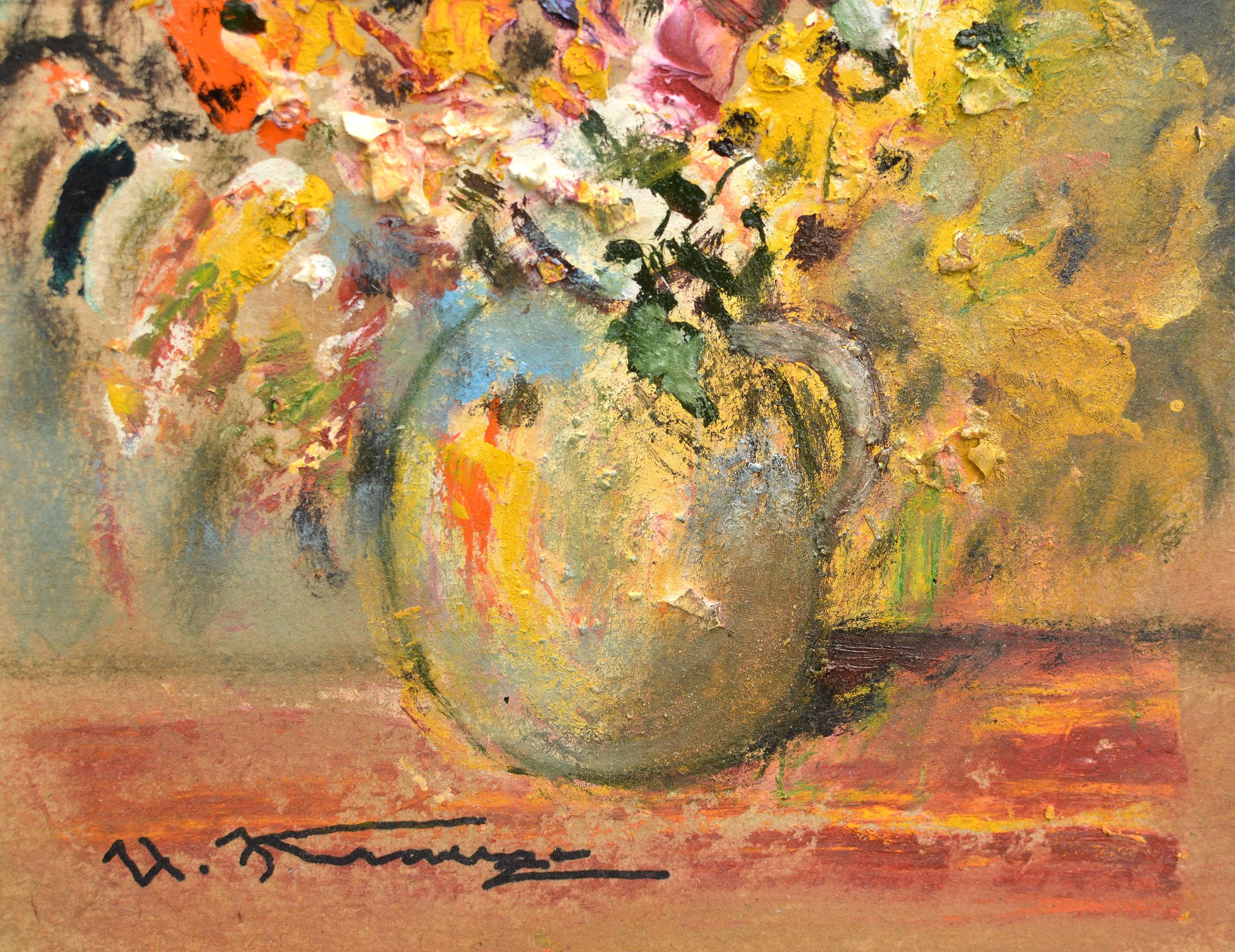 Abendleuchter, Öl/Karton, 30x21 cm, 2020 im Angebot 1