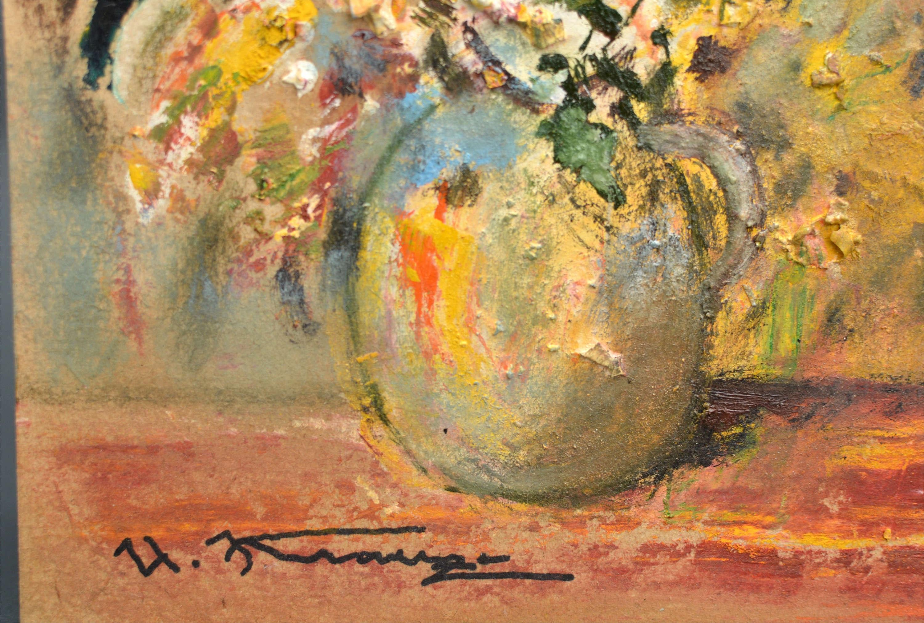 Abendleuchter, Öl/Karton, 30x21 cm, 2020 im Angebot 2