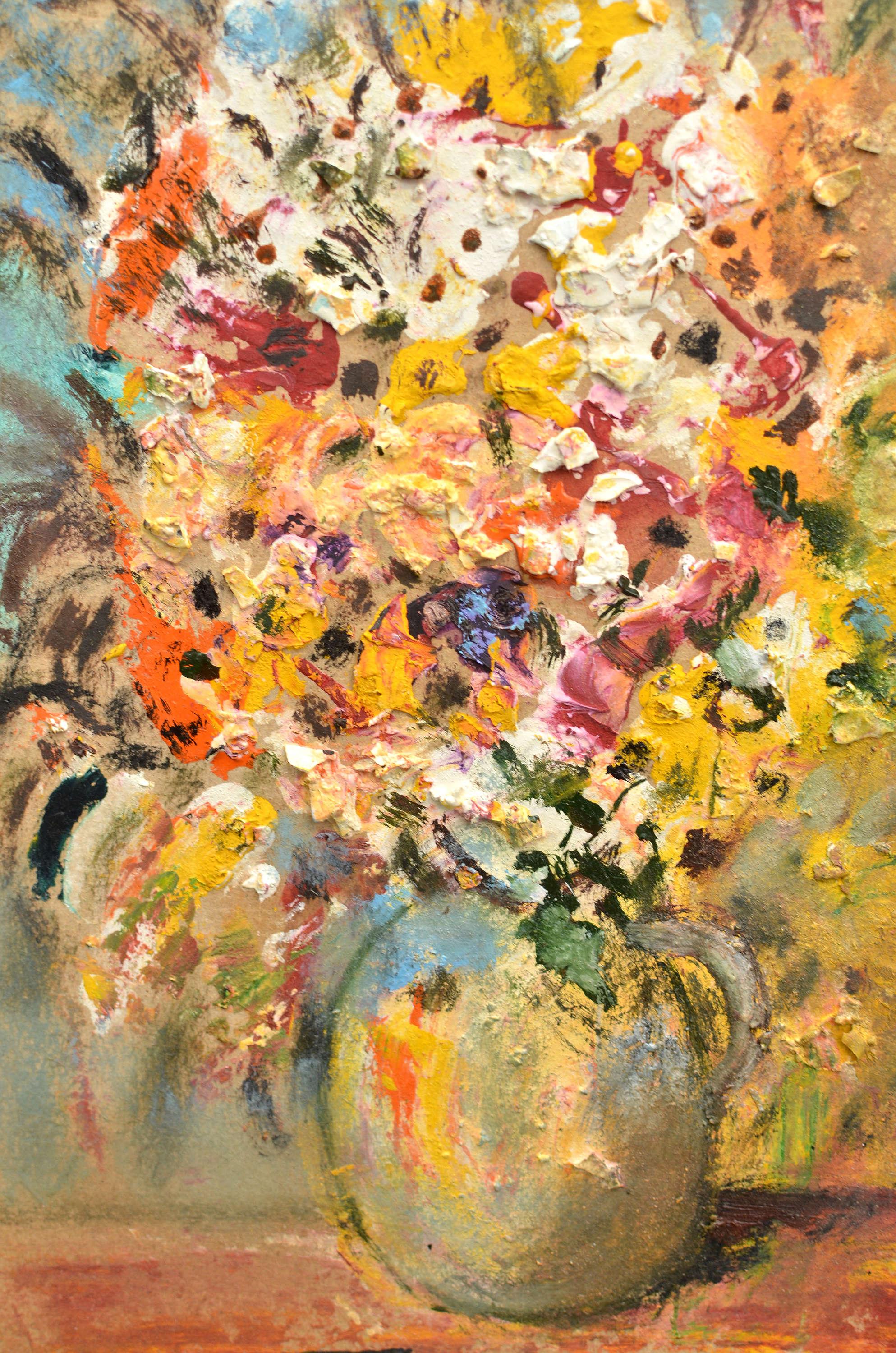 Abendleuchter, Öl/Karton, 30x21 cm, 2020 im Angebot 3