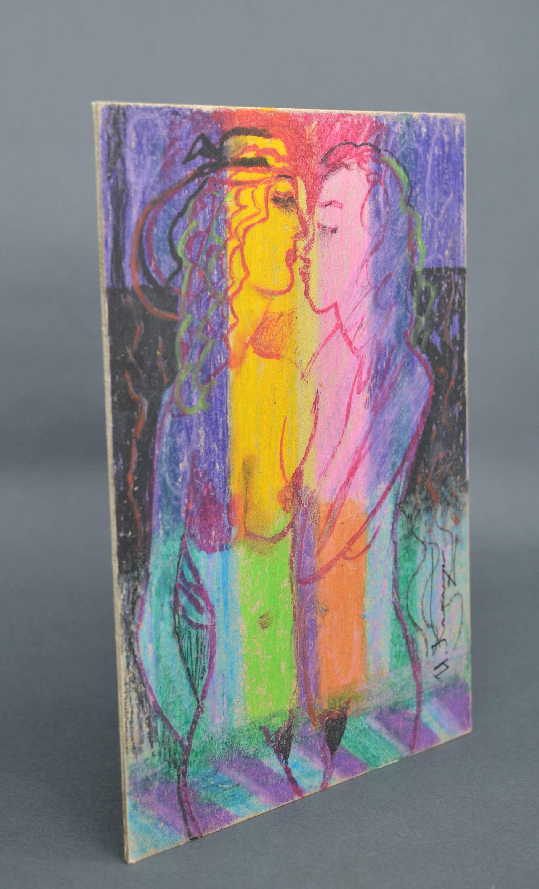 Abendleuchter, Öl/Karton, 30x21 cm, 2020 im Angebot 4