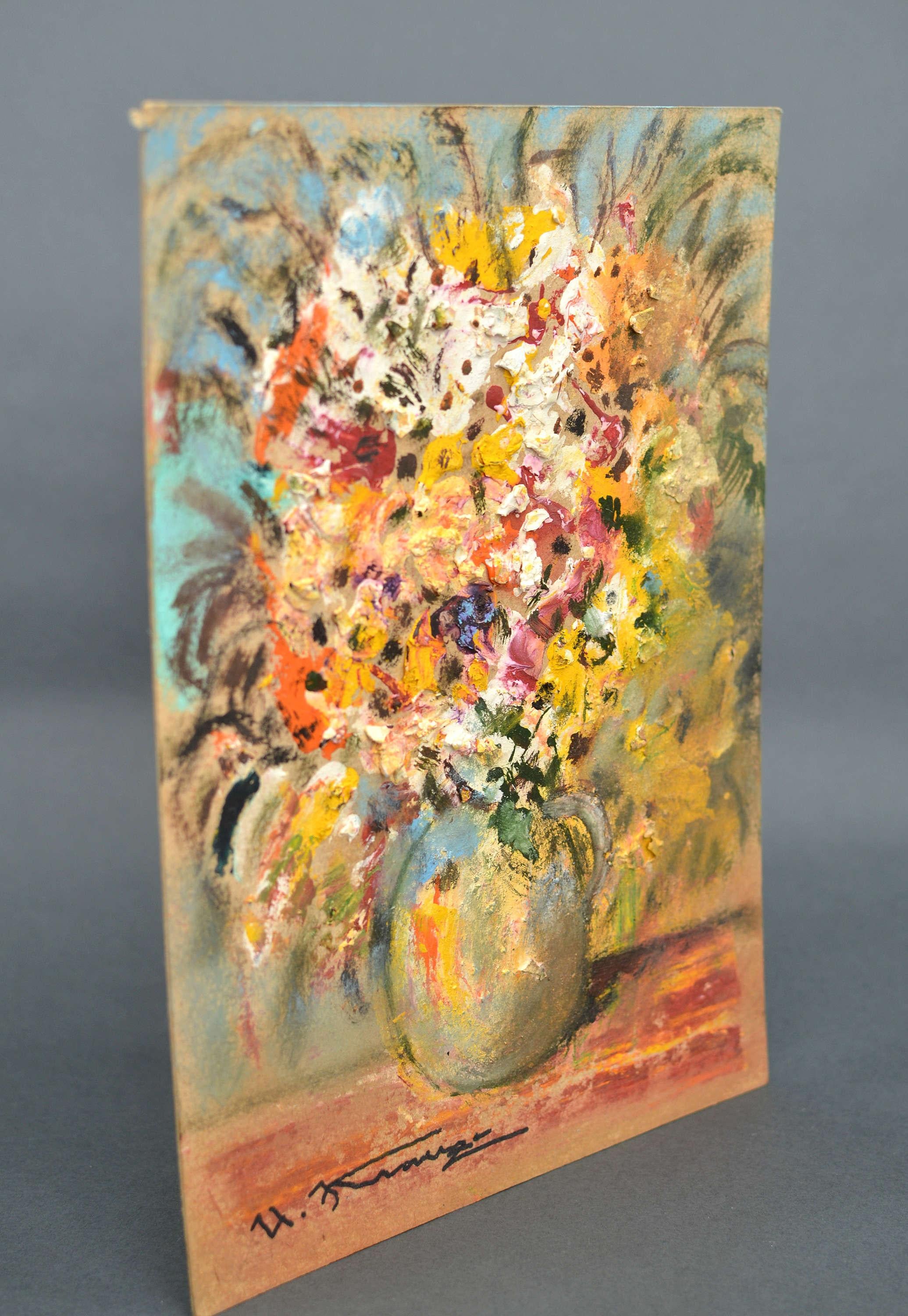 Abendleuchter, Öl/Karton, 30x21 cm, 2020 im Angebot 4