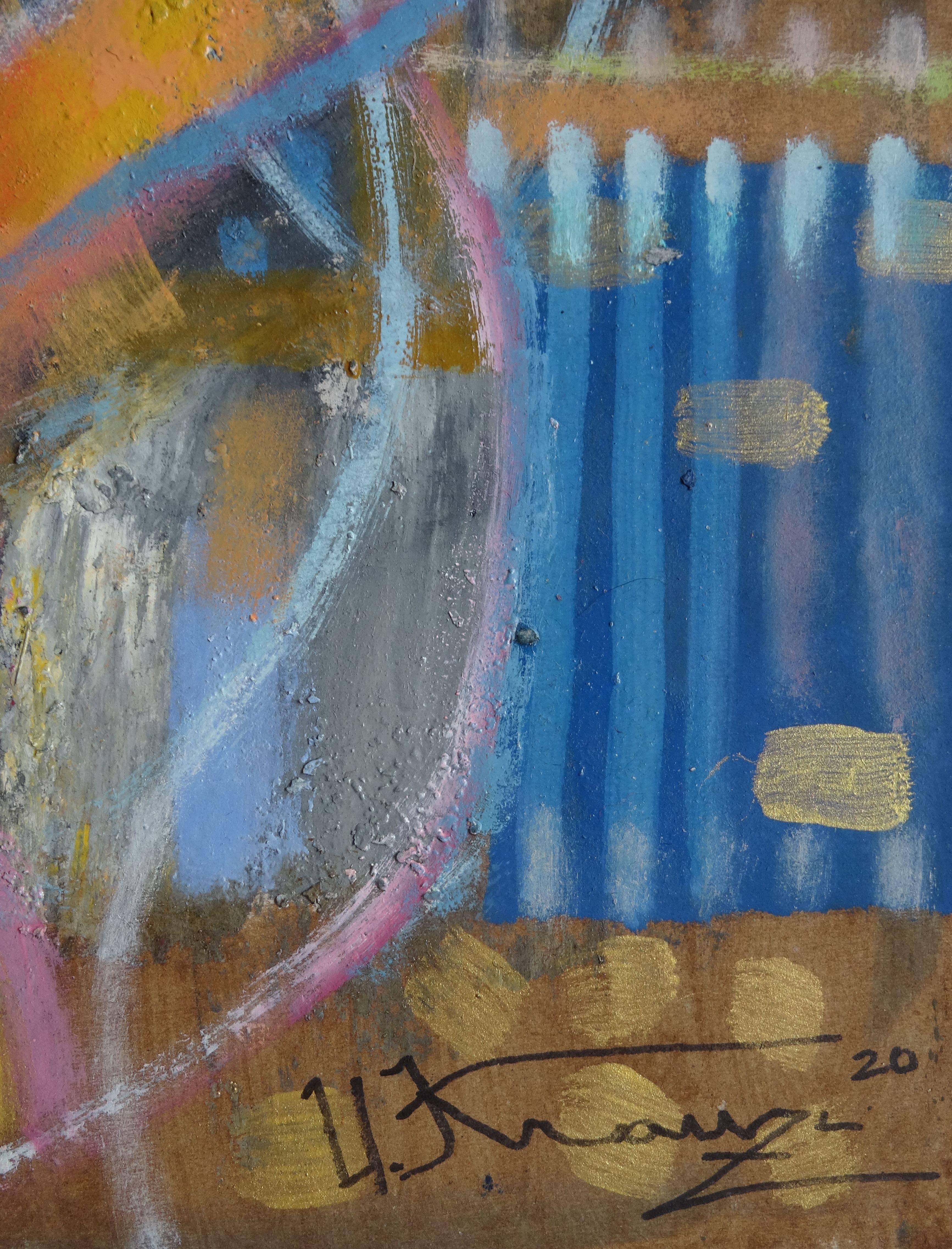 Evening melody. 2020, cardboard, oil, 70x50 cm - Impressionist Painting by Uldis Krauze