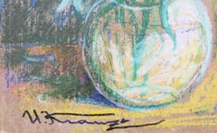 Blumen in einer Glasvase  Kartenkarton, Technik des Autors, 31,5x22,5 cm