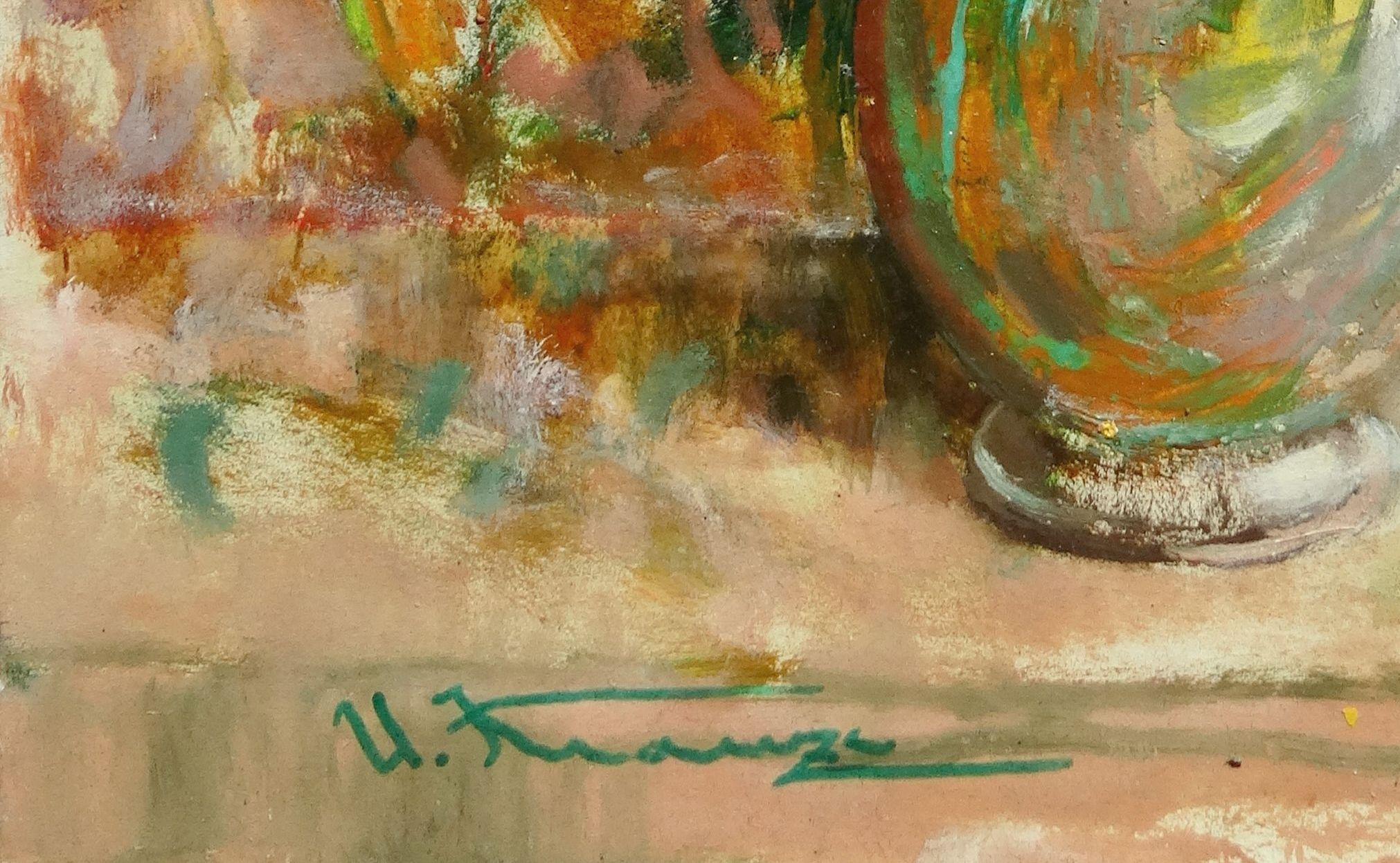 Fiori in un vaso. 2020, cartone, olio, 70x50 cm in vendita 1
