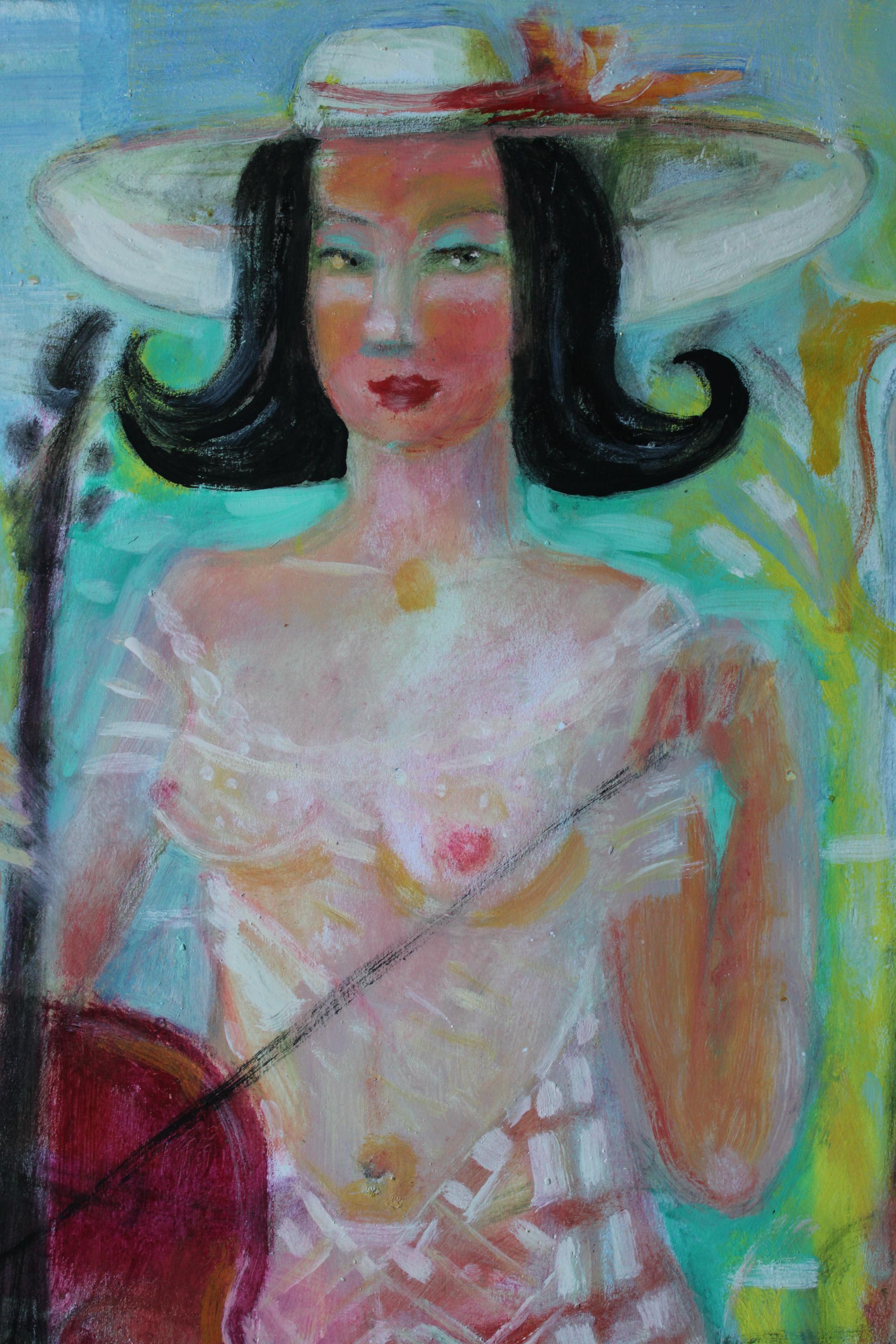 Uldis Krauze(1958)
Ragazza con un violoncello, tecnica mista/comotex, 70x50cm,2024