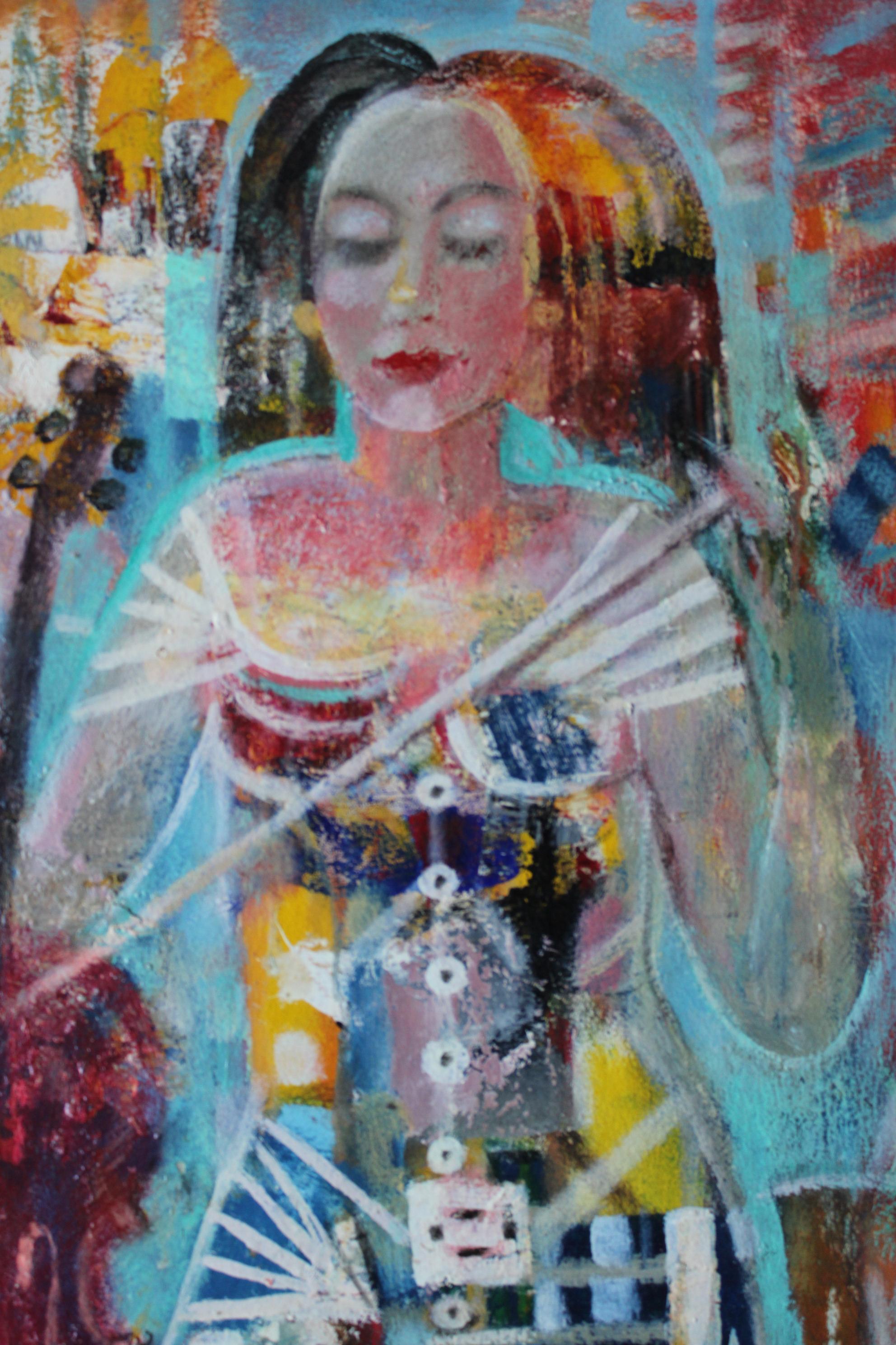 Uldis Krauze(1958)
Mädchen mit einer Sonnenblume, Mischtechnik/Komotex, 70x50cm,2025