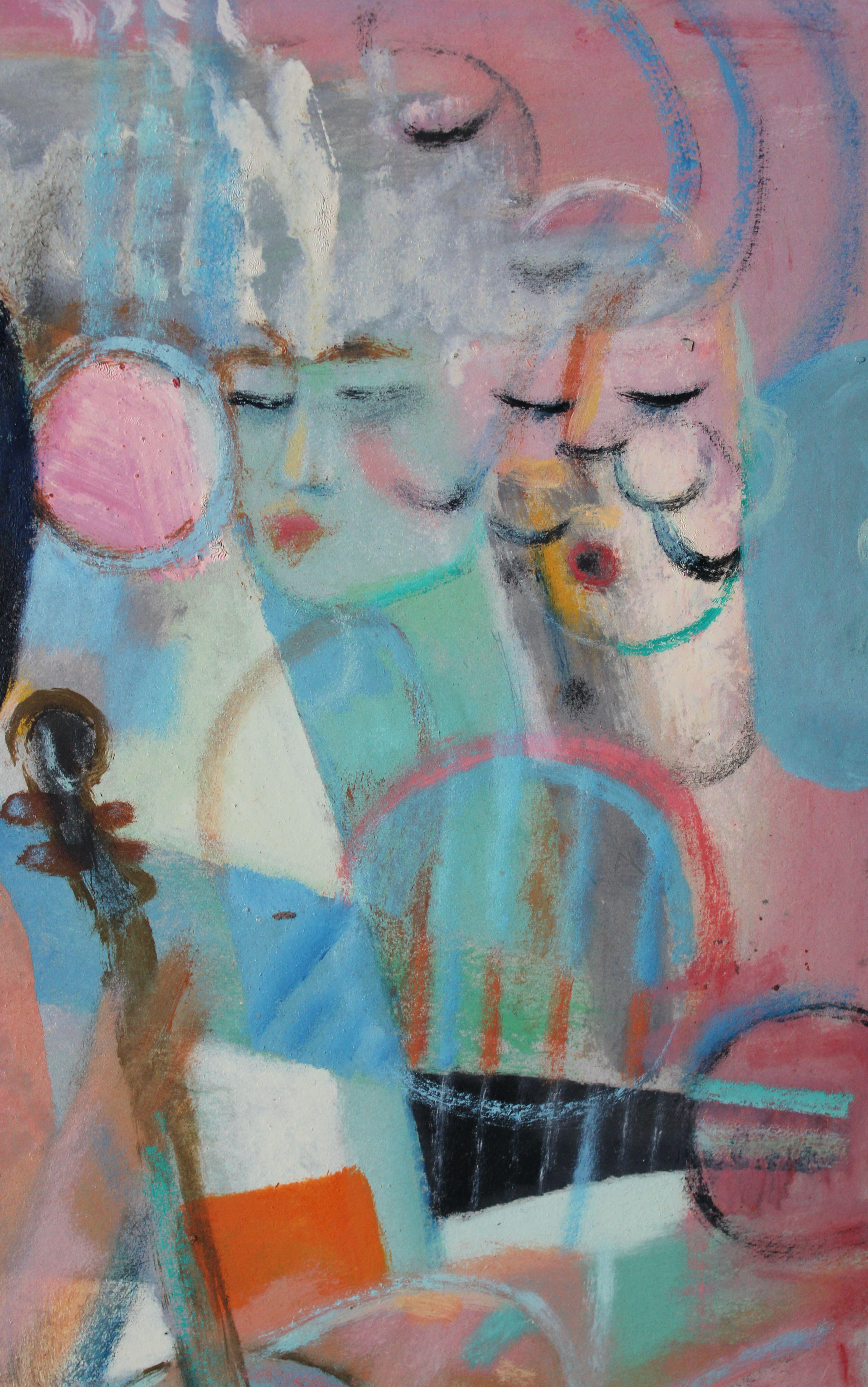 Let the melody play  2022., cardboard, oil, 70x50 cm - Impressionist Painting by Uldis Krauze