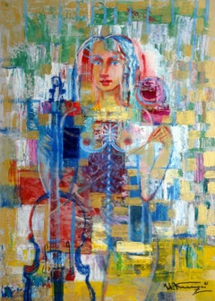 Morning melody  2021., cardboard, oil, 70x50 cm