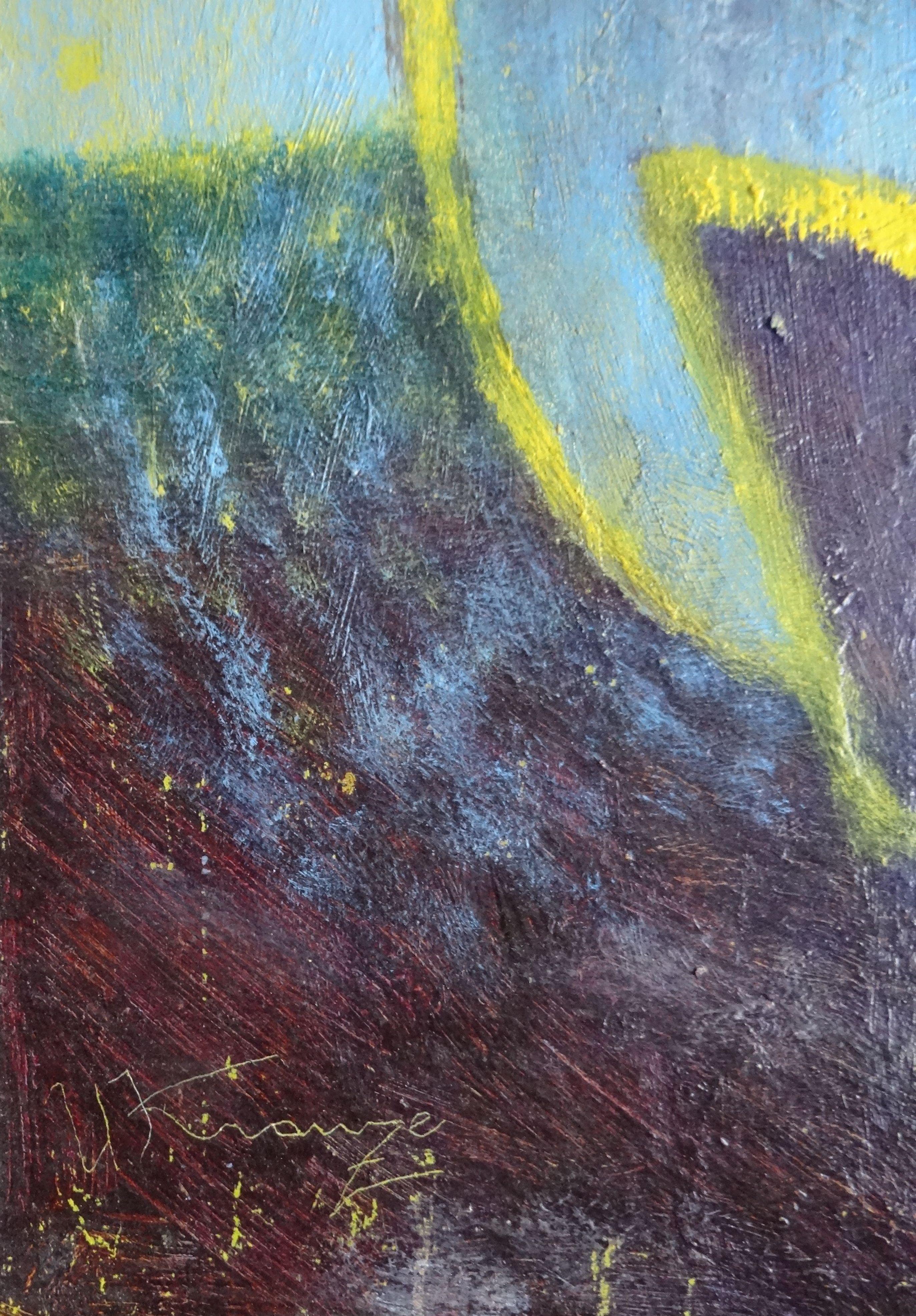 Stato d'animo musicale. 1998. Olio su cartone, 74x60 cm - Painting di Uldis Krauze