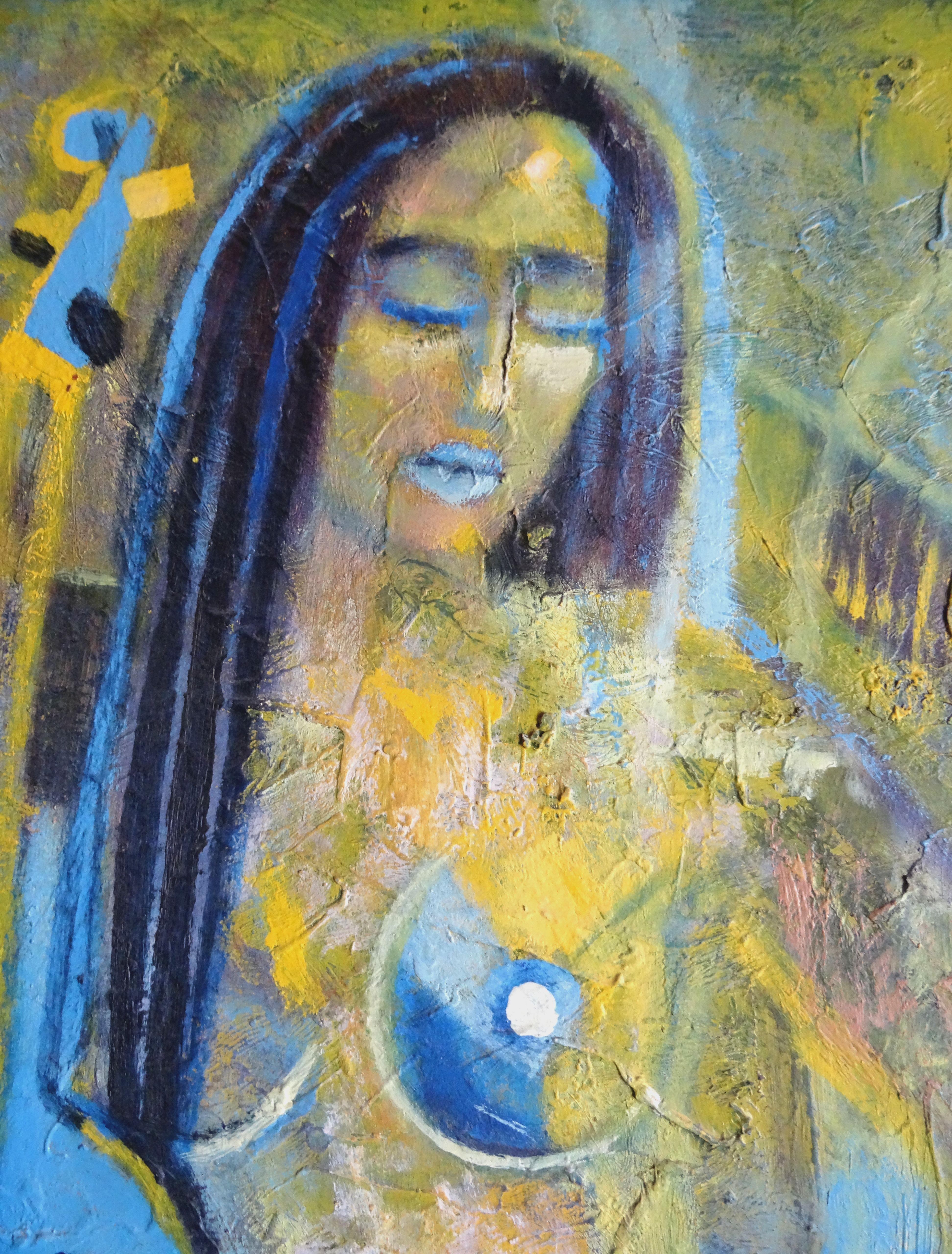 Stato d'animo musicale. 1998. Olio su cartone, 74x60 cm - Painting Impressionismo di Uldis Krauze