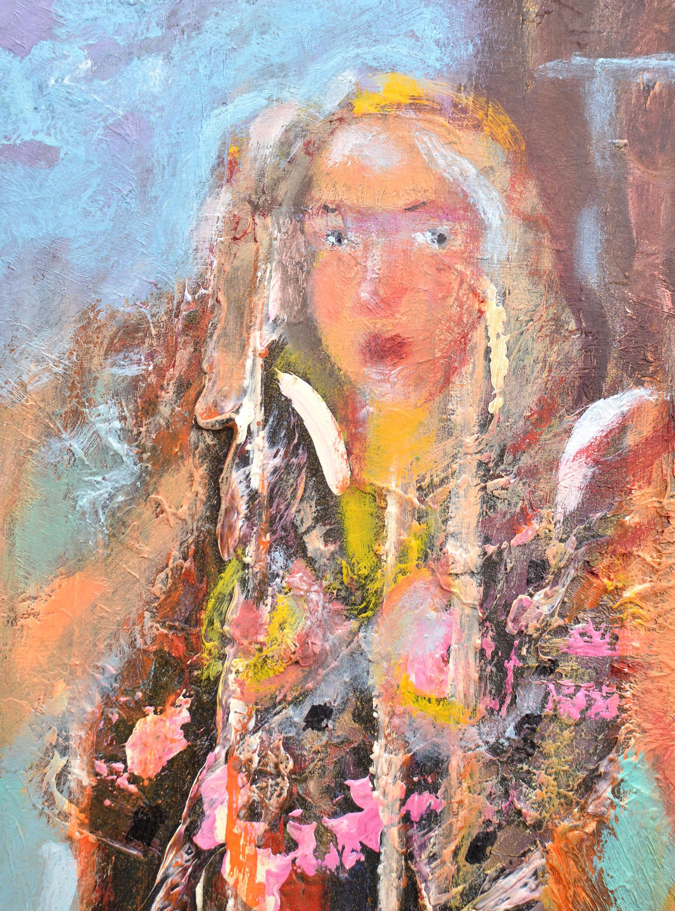 New gown. 2020. Oil/cardboard, 37x24 cm – Painting von Uldis Krauze
